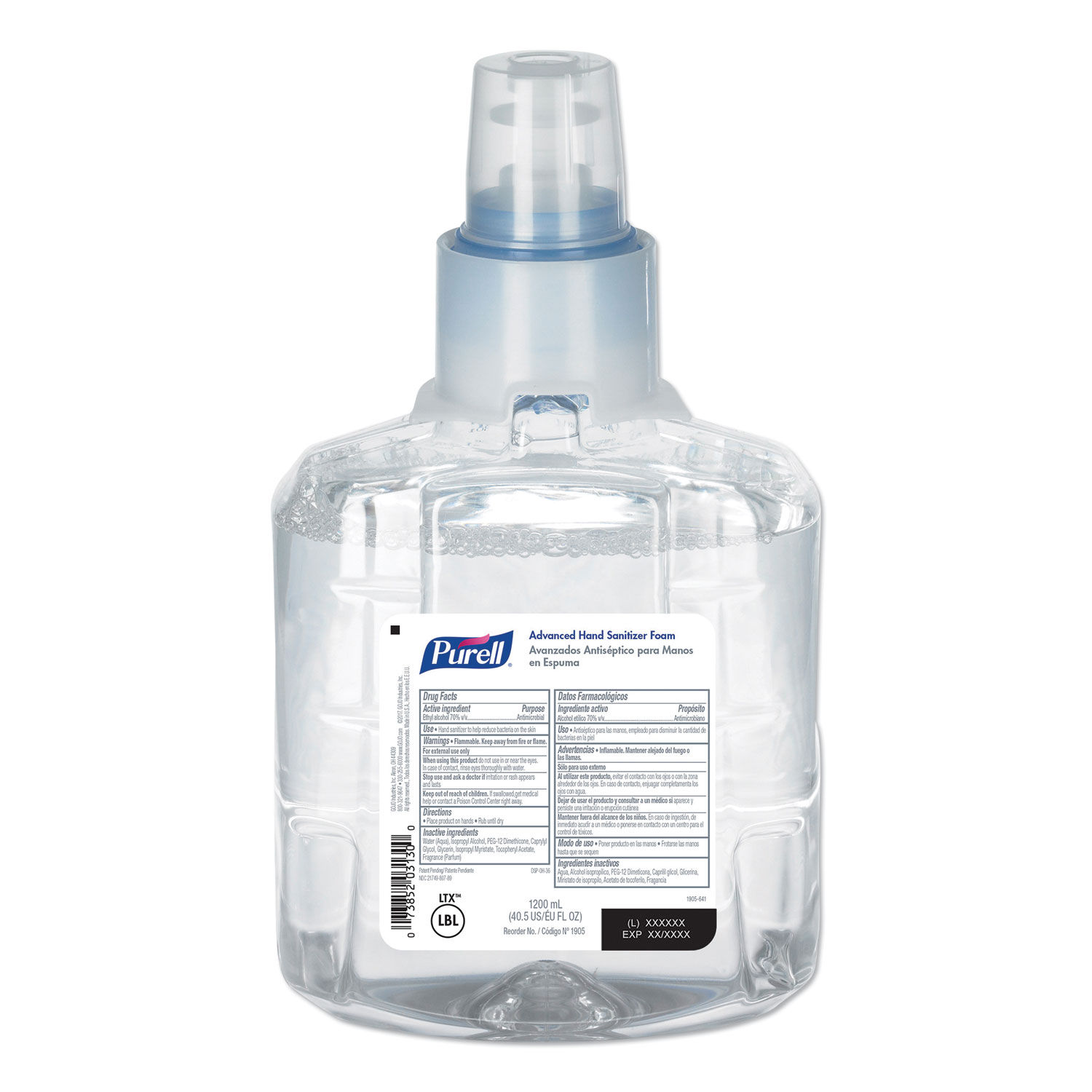 Advanced Hand Sanitizer Foam For LTX-12 Dispensers, 1,200 mL Refill, Fragrance-Free, 2/Carton