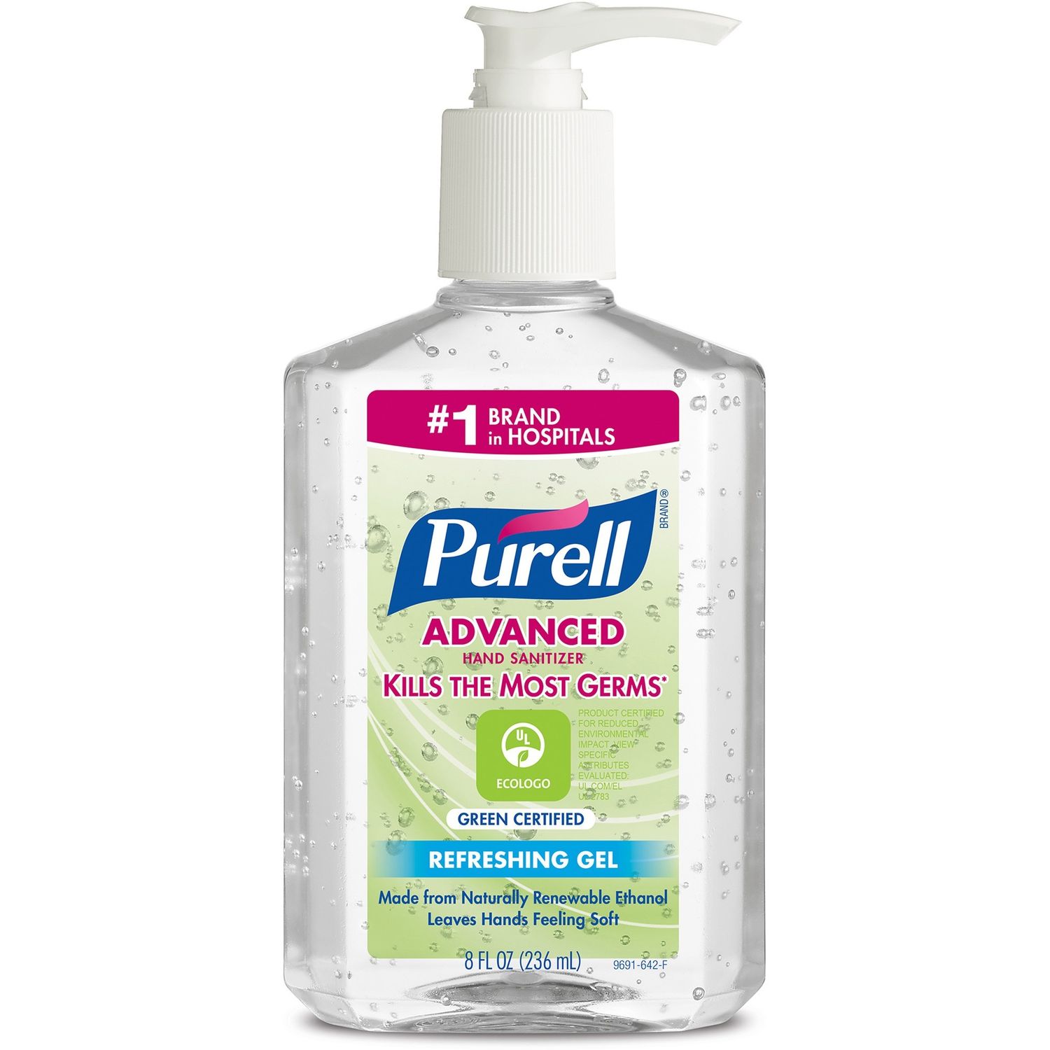 Sanitizing Gel 8 fl oz (236.6 mL), Pump Bottle Dispenser, Kill Germs, Skin, Hand, Clear, Dye-free, Fragrance-free, 1 Each