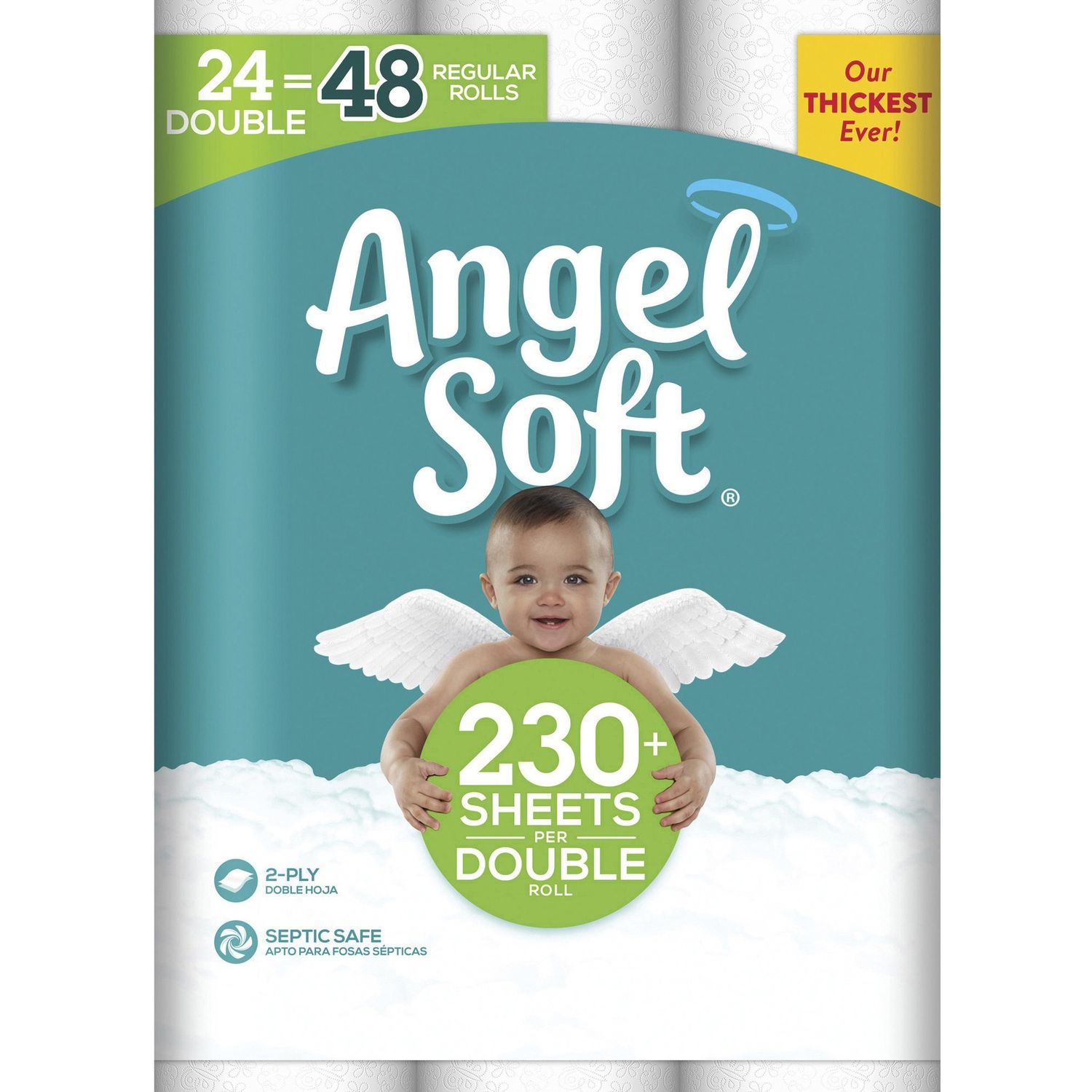 Double-Roll Toilet Paper 2 Ply, White, Durable, Soft, Septic Safe, For Bathroom, 24 / Pack