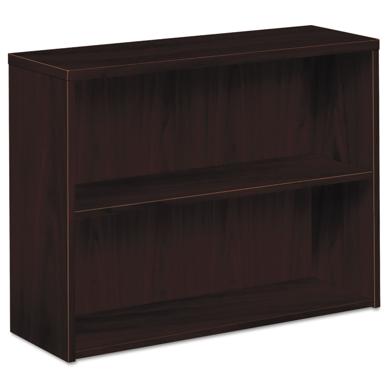 10500 Series Laminate Bookcase Two-Shelf, 36w x 13.13d x 29.63h, Mahogany