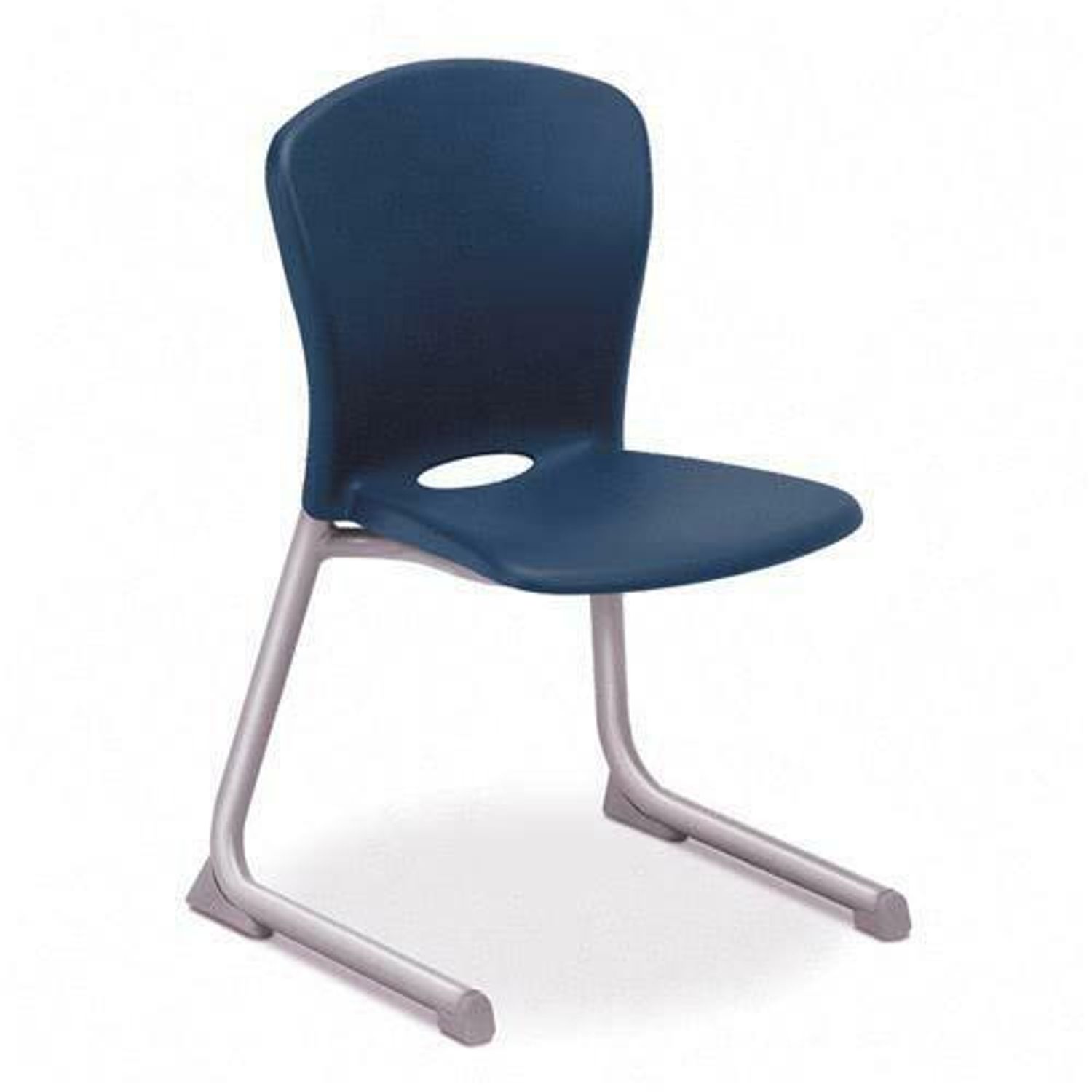 Accomplish Student Chair Navy Blue Polyethylene Seat, Titanium Frame, Polyethylene, 4 / Carton