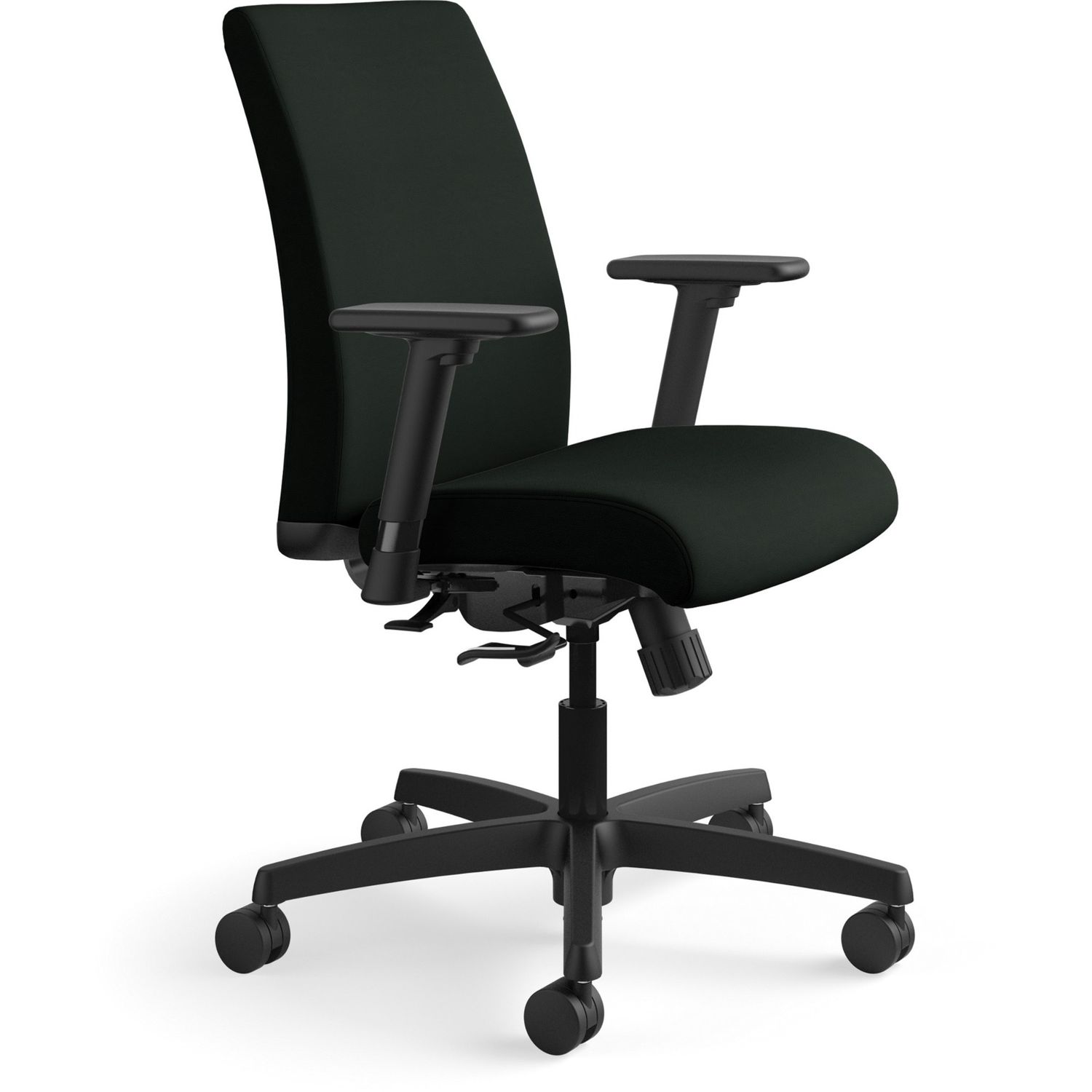 Ignition Low-Back Task Chair Black Frame, Low Back, Black, Polyurethane, Vinyl, Armrest, 1 Each