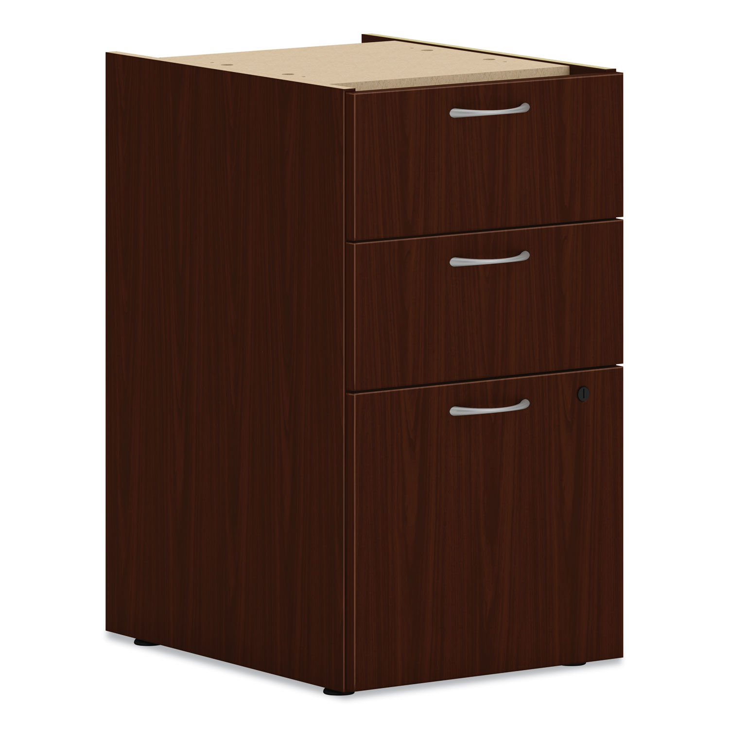 Mod Support Pedestal Left or Right, 3-Drawers: Box/Box/File, Legal/Letter, Traditional Mahogany, 15" x 20" x 28"