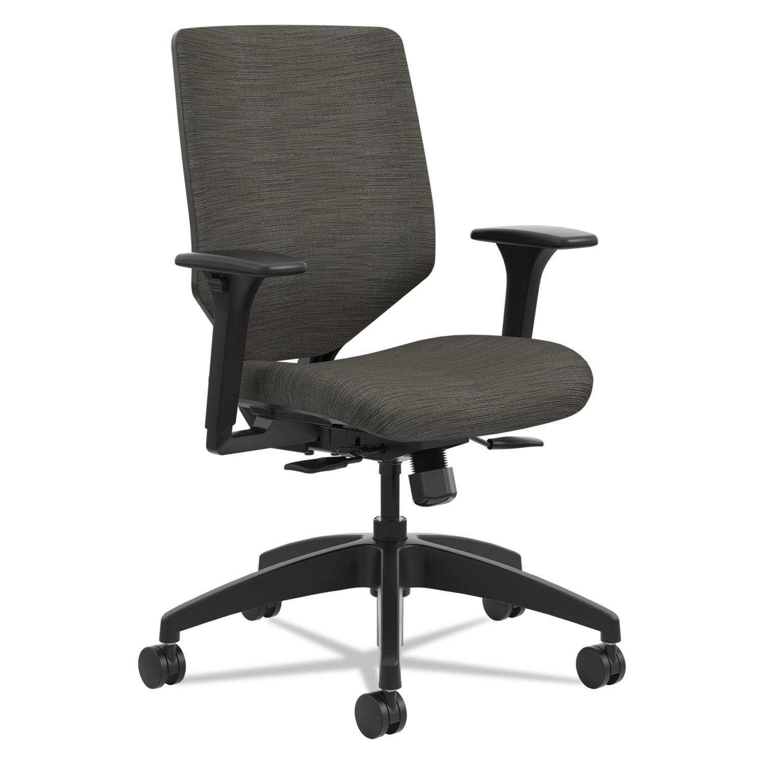 Solve Series Upholstered Back Task Chair Supports Up to 300 lb, 17" to 22" Seat Height, Ink Seat/Back, Black Base