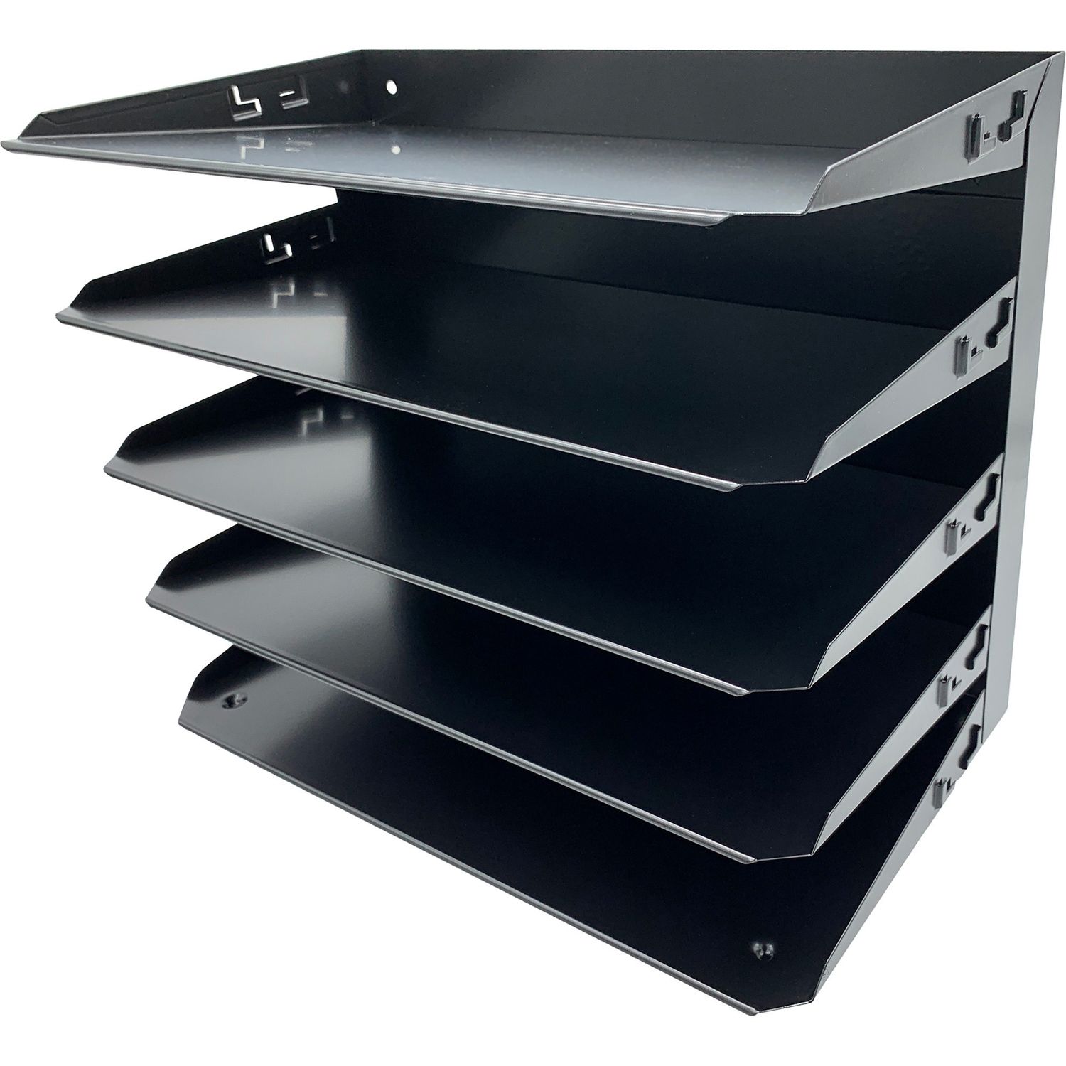 Horizontal Slots Desk Organizer 5 Compartment(s), 15" Height x 15" Width x 8.8" Depth, Durable, Label Holder, Steel, 1 Each