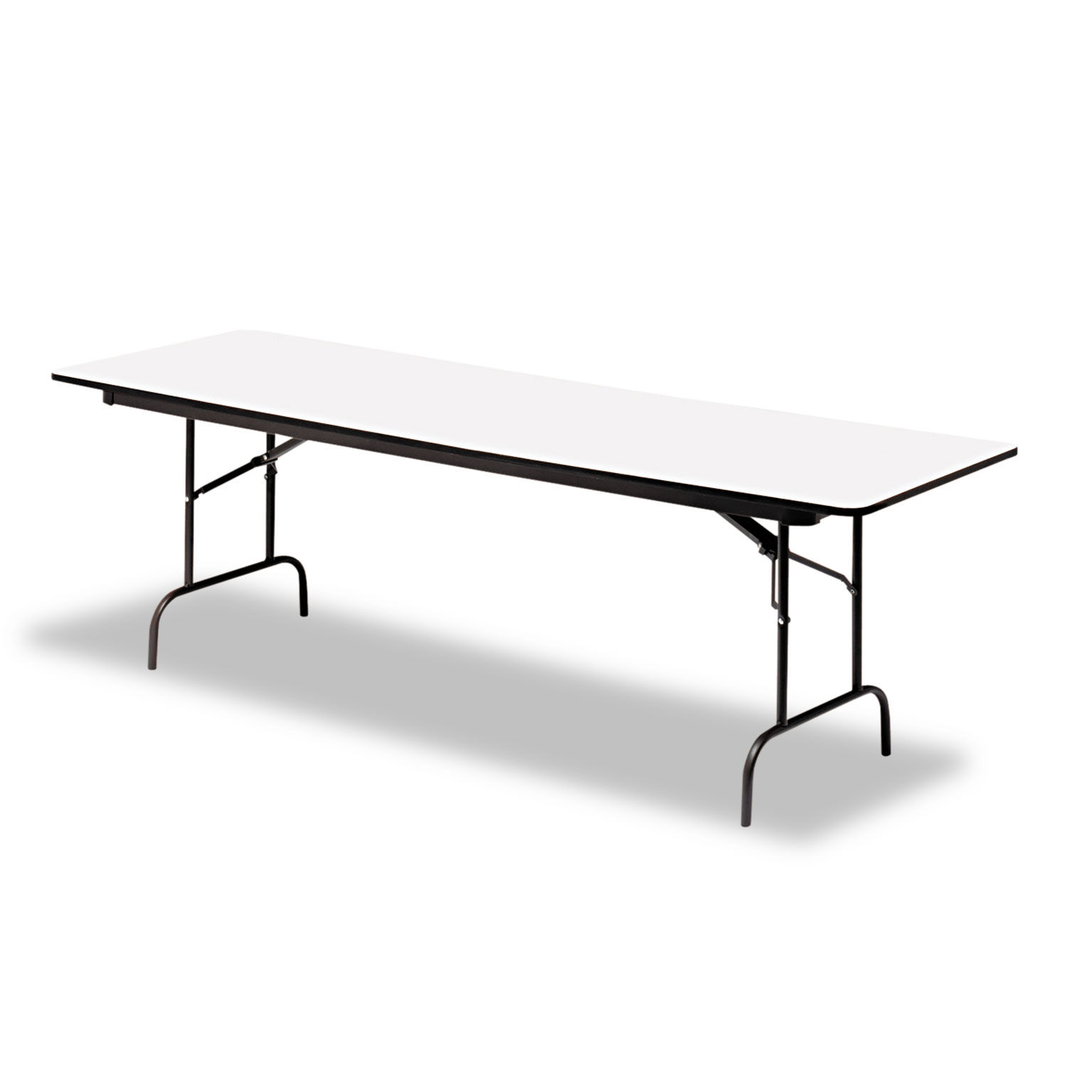 OfficeWorks Commercial Wood-Laminate Folding Table Rectangular Top, 72w x 30d x 29h, Gray/Charcoal