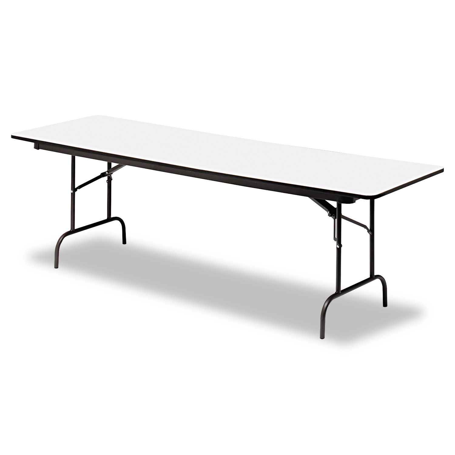 OfficeWorks Commercial Wood-Laminate Folding Table Rectangular Top, 96w x 30d x 29h, Gray/Charcoal