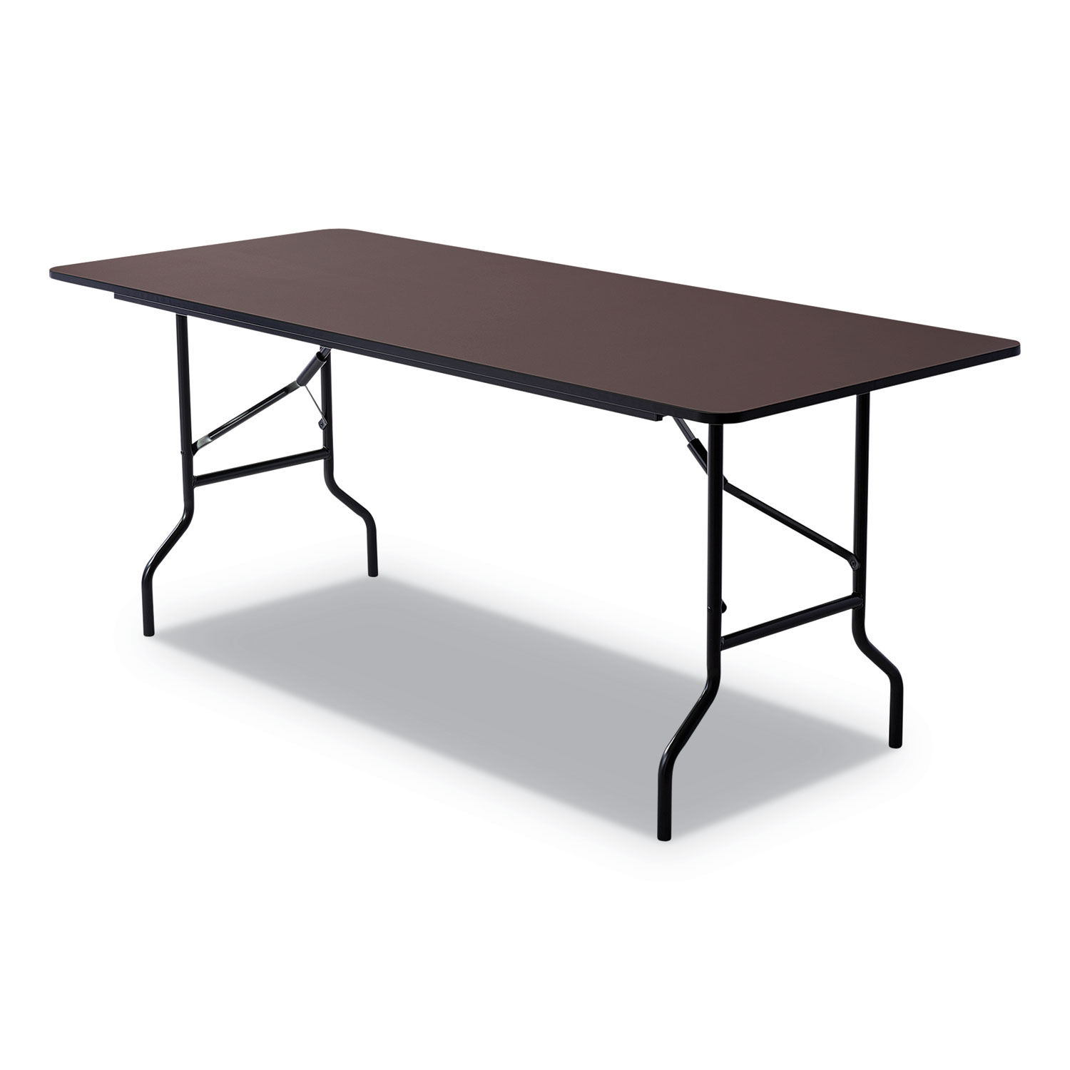 OfficeWorks Classic Wood-Laminate Folding Table Curved Legs, Rectangular, 72w x 30d x 29h, Walnut