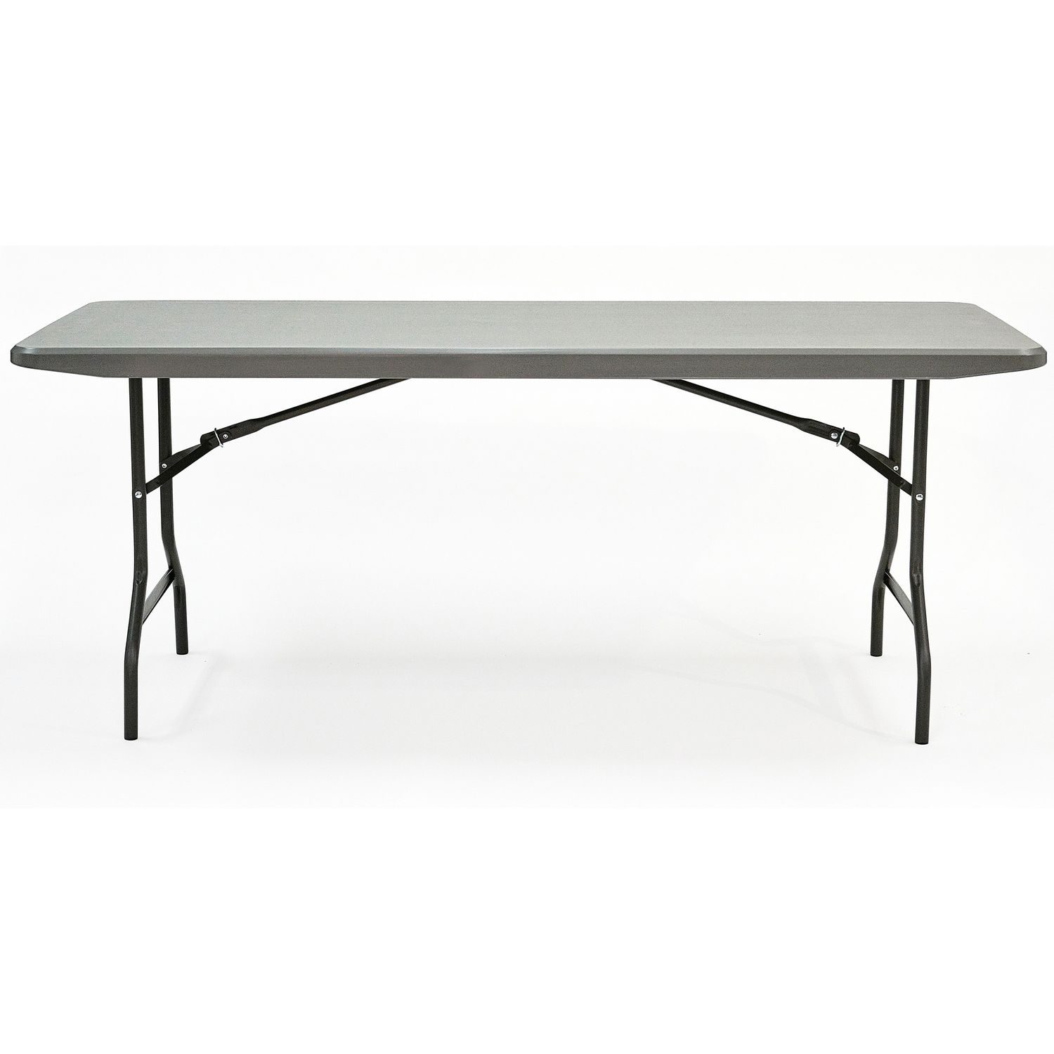 IndestrucTable Commercial Folding Table Charcoal Rectangle Top, Powder Coated Gray Round Leg Base, 72" Table Top Length x 30" Table Top Width x 2" Table Top Thickness