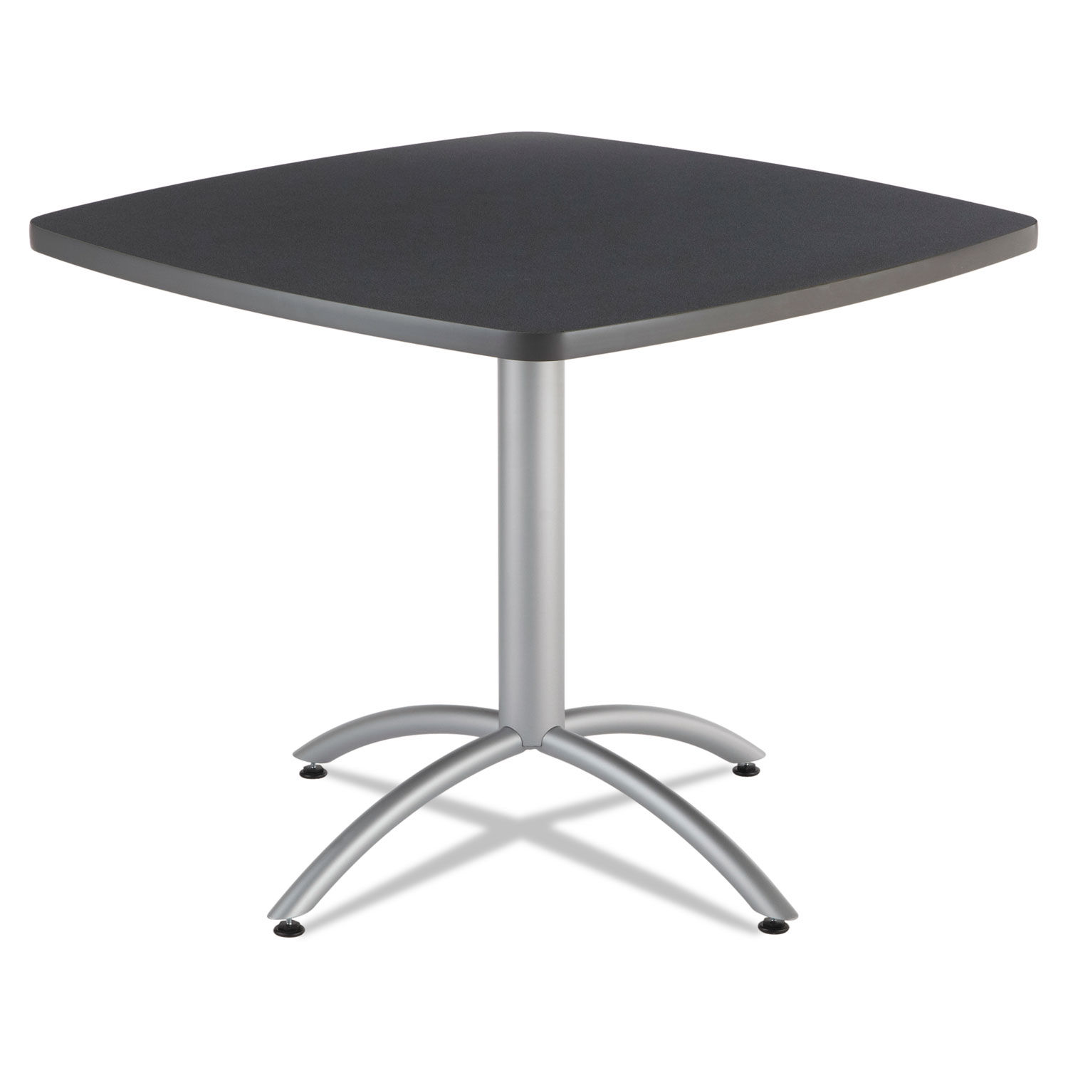 CafeWorks Table Cafe-Height, Square Top, 36w x 36d x 30h, Graphite Granite/Silver