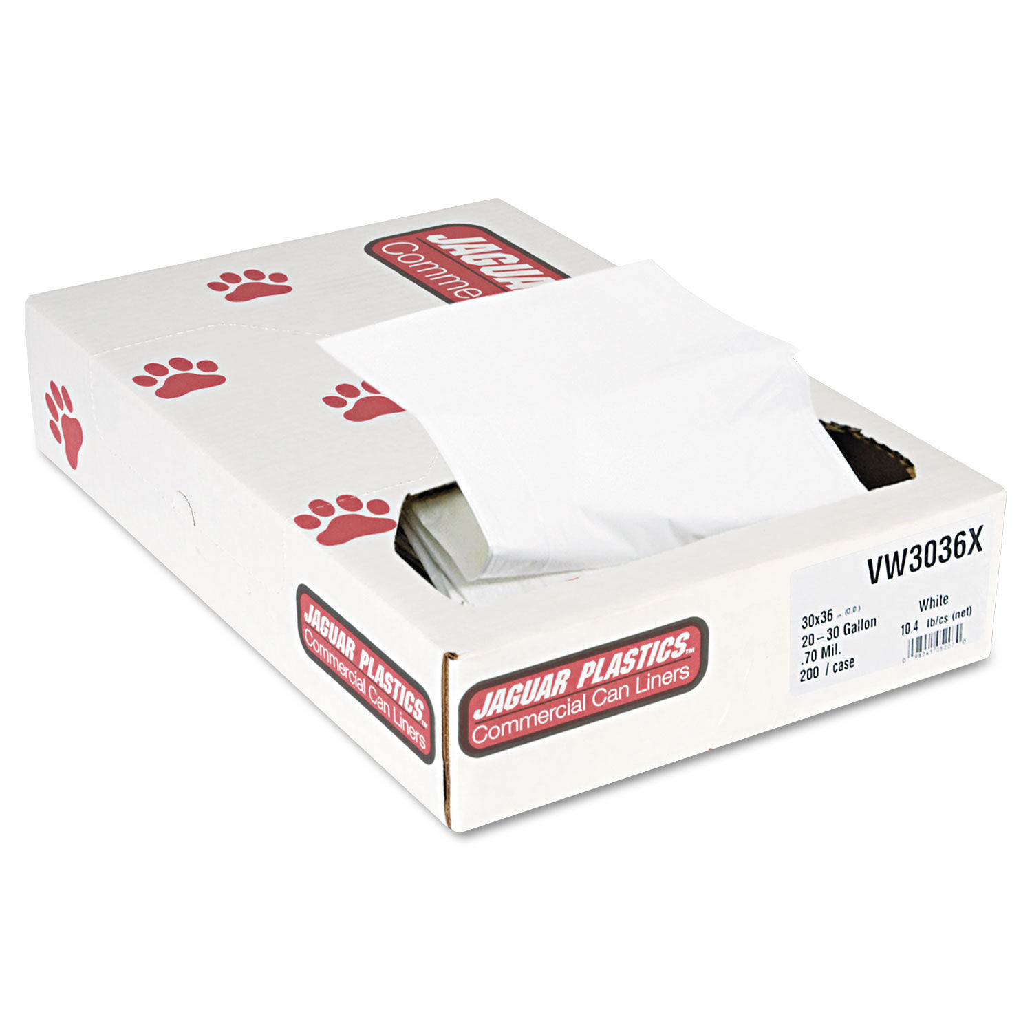Industrial Strength Low-Density Commercial Can Liners 30 gal, 0.7 mil, 30" x 36", White, 200/Carton
