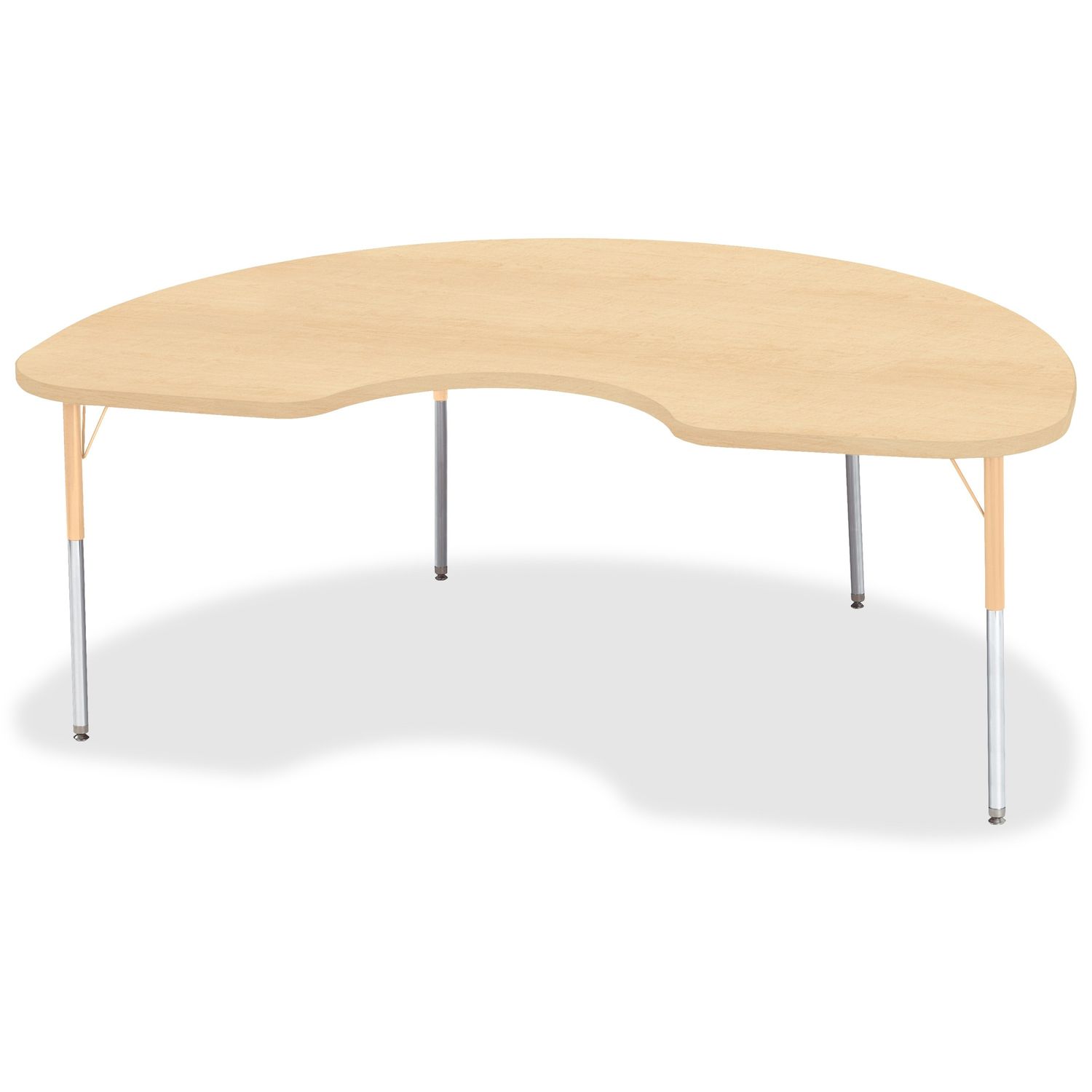 Berries Adult Height Maple Top/Edge Kidney Table Laminated Kidney-shaped, Maple Top, Four Leg Base, 4 Legs, 72" Table Top Length x 48" Table Top Width x 1.13" Table Top Thickness, 31" Height