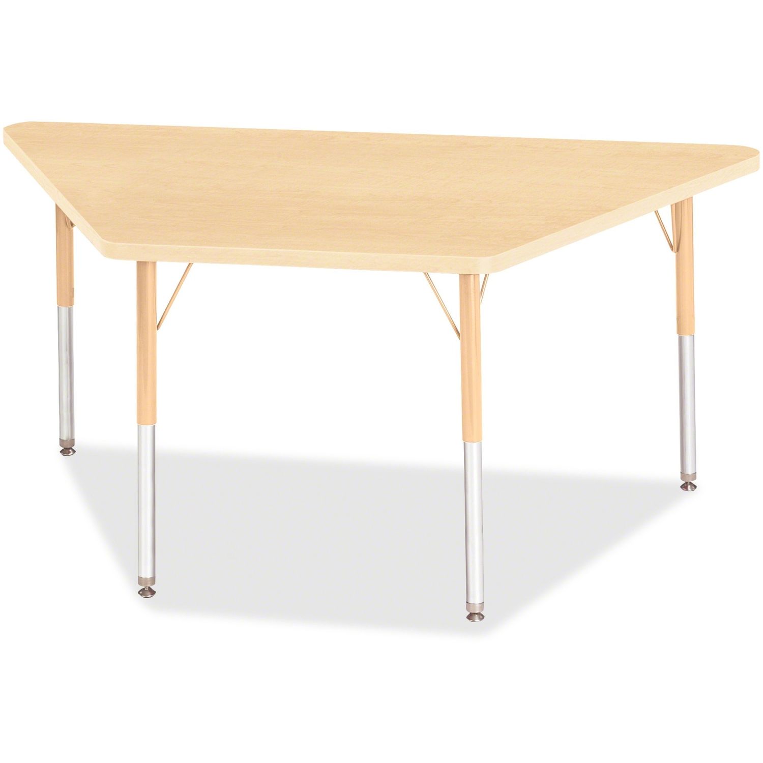 Berries Adult-Size Maple Prism Trapezoid Table Laminated Trapezoid, Maple Top, Four Leg Base, 4 Legs, 60" Table Top Length x 30" Table Top Width x 1.13" Table Top Thickness, 31" Height