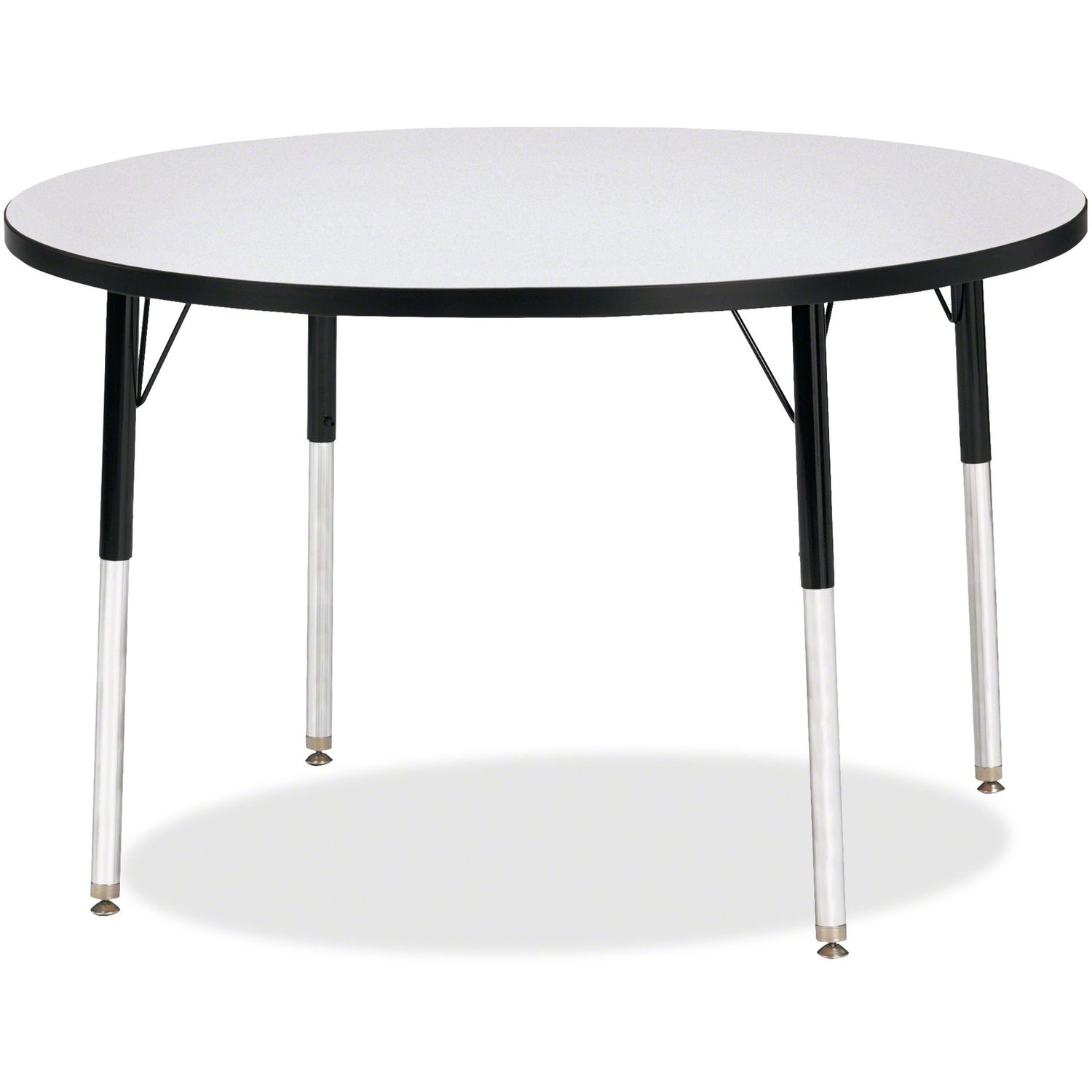 Berries Adult Height Color Edge Round Table Black Round, Laminated Top, Four Leg Base, 4 Legs, 1.13" Table Top Thickness x 42" Table Top Diameter, 31" Height, Assembly Required, Powder Coated