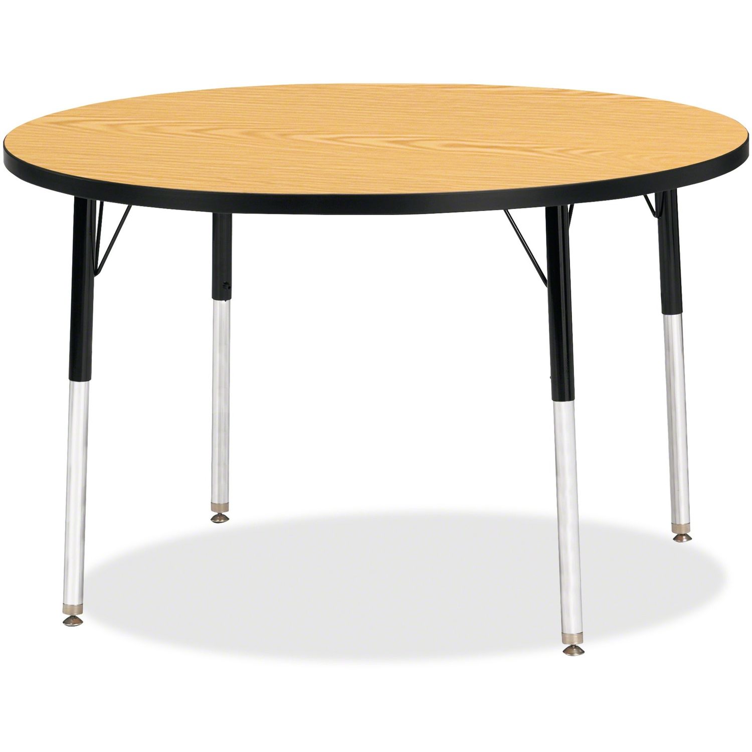 Berries Adult Height Color Top Round Table Black Oak Round, Laminated Top, Four Leg Base, 4 Legs, 1.13" Table Top Thickness x 42" Table Top Diameter, 31" Height, Assembly Required, Powder Coated