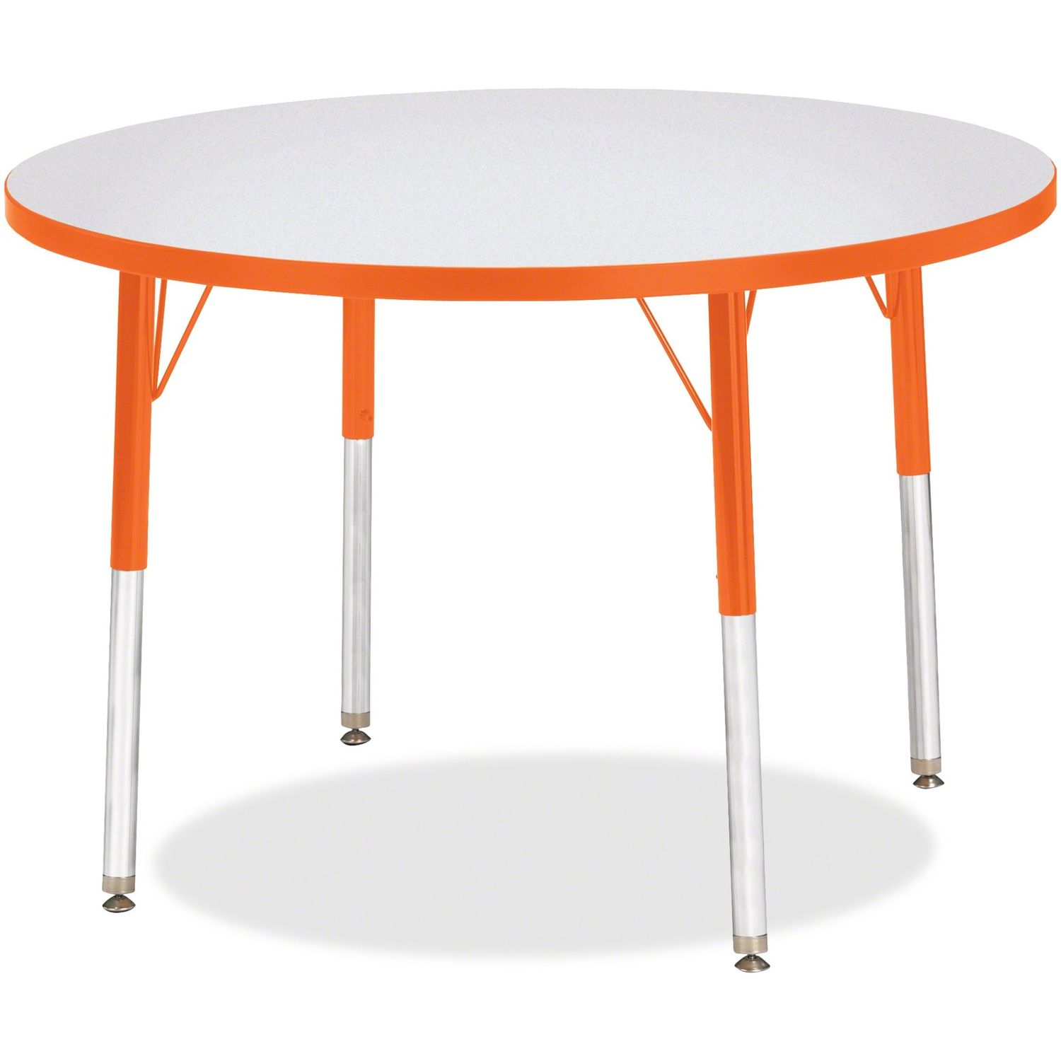 Berries Adult Height Color Edge Round Table Laminated Round, Orange Top, Four Leg Base, 4 Legs, 1.13" Table Top Thickness x 36" Table Top Diameter, 31" Height, Assembly Required, Powder Coated, Steel