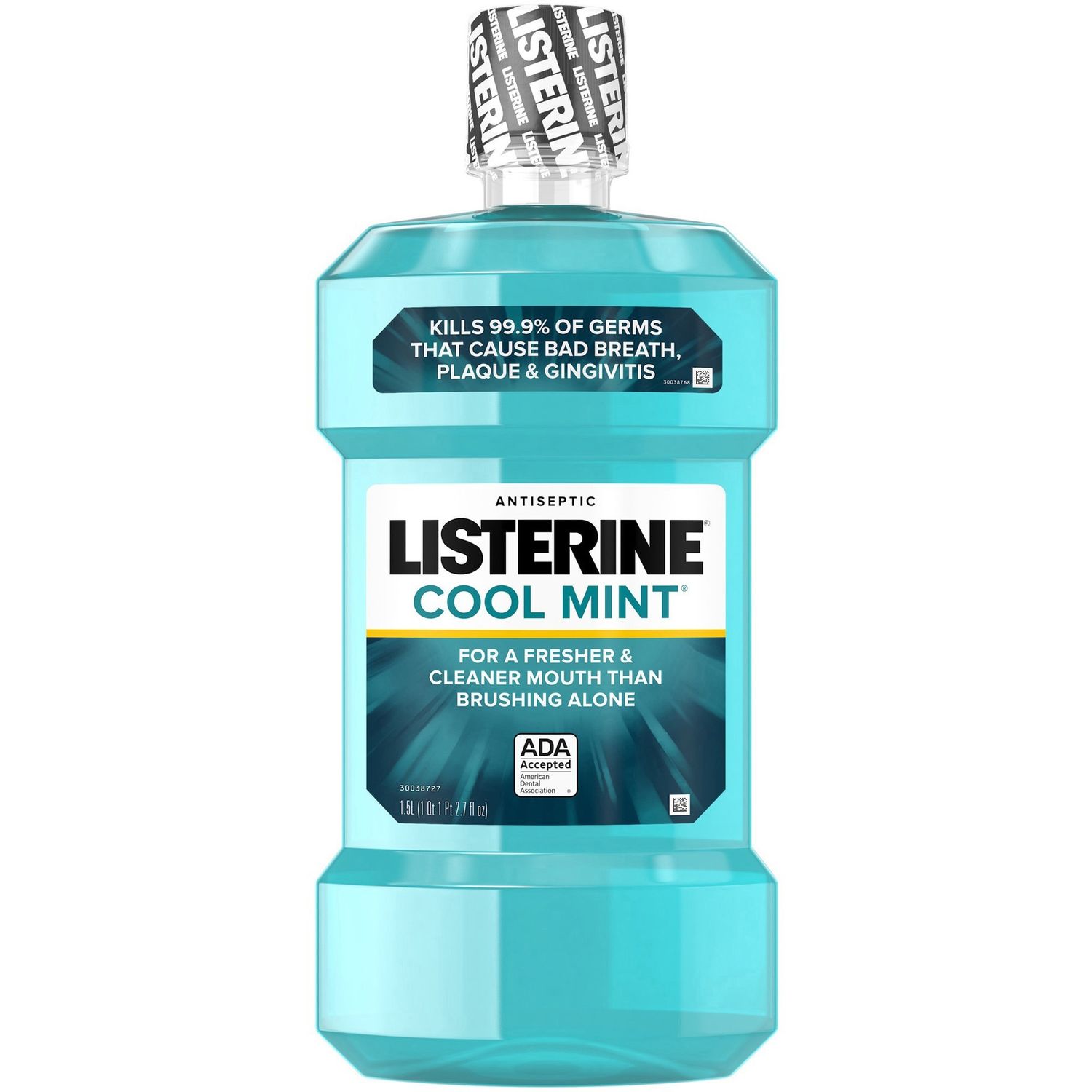 Cool Mint Antiseptic Mouthwash for Bad Breath - 1.5 L - Blue For Plaque, Bad Breath, Gingivitis, Mint, 1.59 quart, 1 Each
