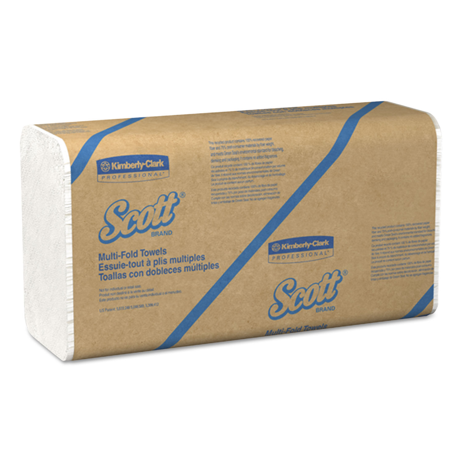 Essential Multi-Fold Towels 100% Recycled 1-Ply, 9.2  x 9.4, White, 250/Pack, 16 Packs/Carton