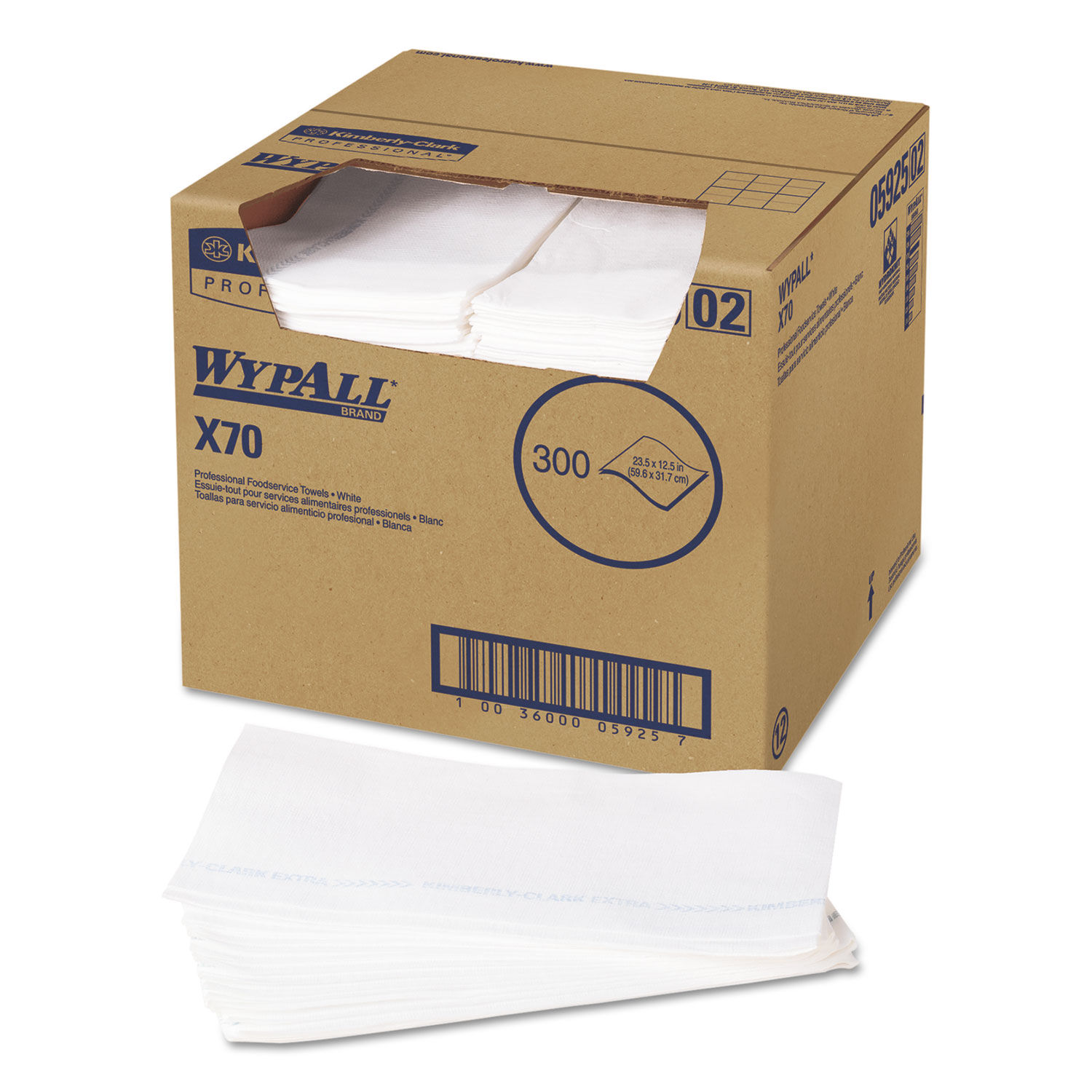 X70 Wipers Kimfresh Antimicrobial, 12.5 x 23.5, Unscented, White, 300/Carton