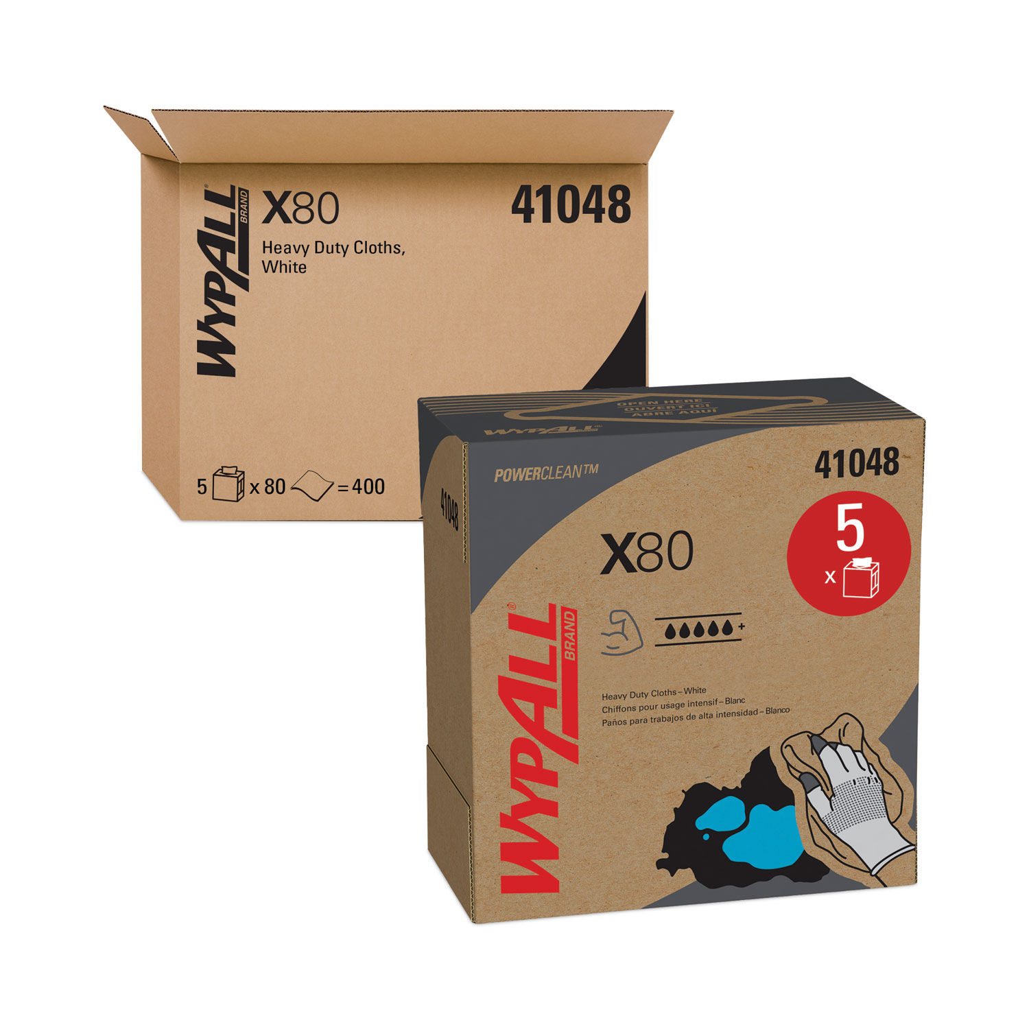 X80 Cloths HYDROKNIT, POP-UP Box, 8.34 x 16.8, White, 80/Box, 5 Boxes/Carton