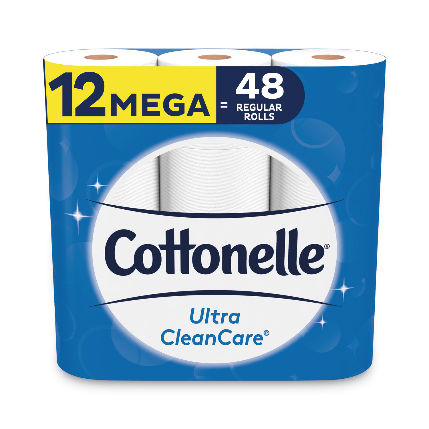 Ultra CleanCare Toilet Paper Strong Tissue, Mega Rolls, Septic Safe, 1 Ply, White, 340 Sheets/Roll, 12 Rolls