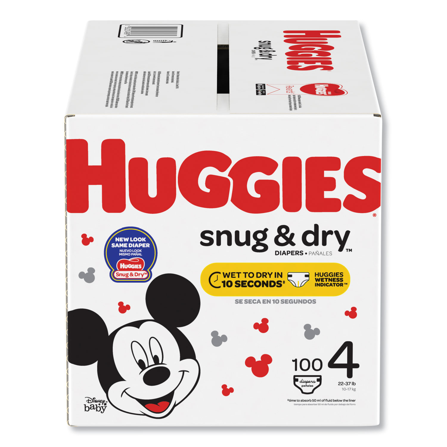 Snug and Dry Diapers Size 4, 22 lbs to 37 lbs, 100/Box