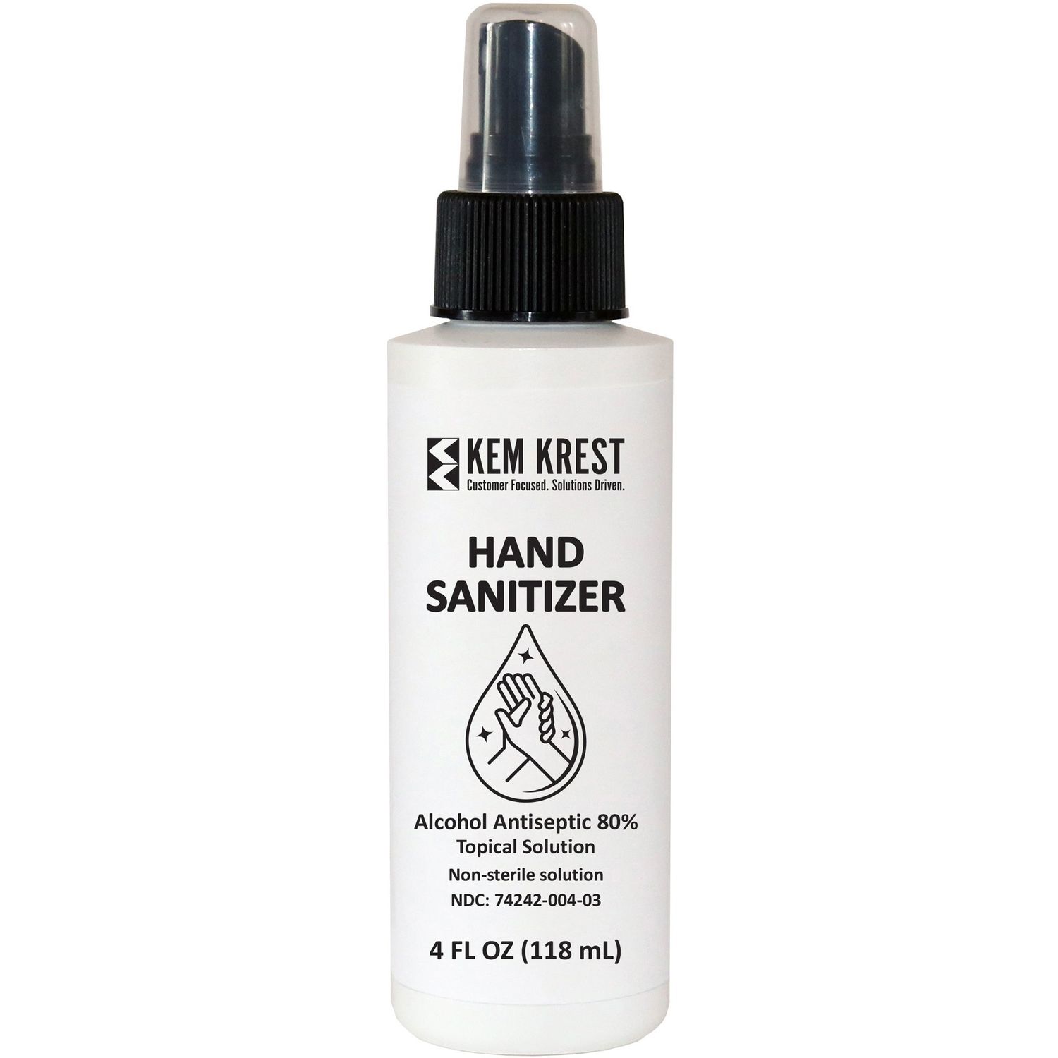Hand Sanitizer Spray 4 fl oz (118.3 mL), Kill Germs, Hand, Clear, Quick Drying, Fast Acting, 1 / Each