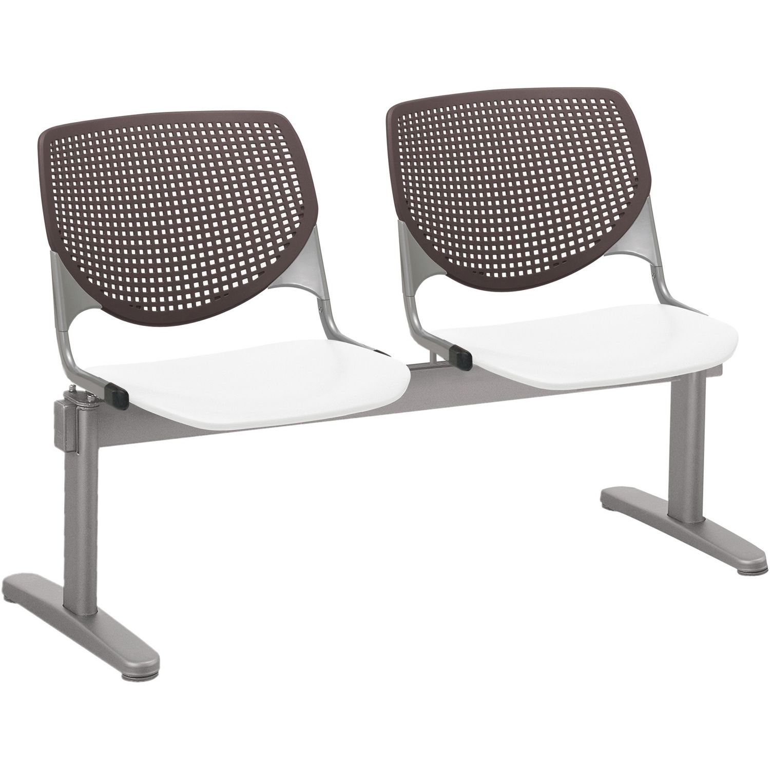 Kool 2 Seat Beam Chair White Polypropylene Seat, Brownstone Polypropylene, Aluminum Alloy Back, Powder Coated Silver Tubular Steel Frame, 1 Each