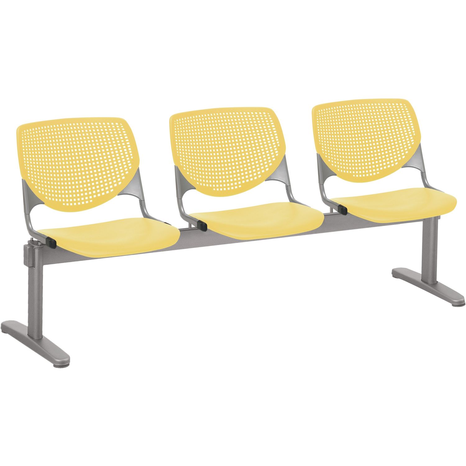 Kool 3 Seat Beam Chair Yellow Polypropylene Seat, Yellow Polypropylene, Aluminum Alloy Back, Powder Coated Silver Tubular Steel Frame, 1 Each