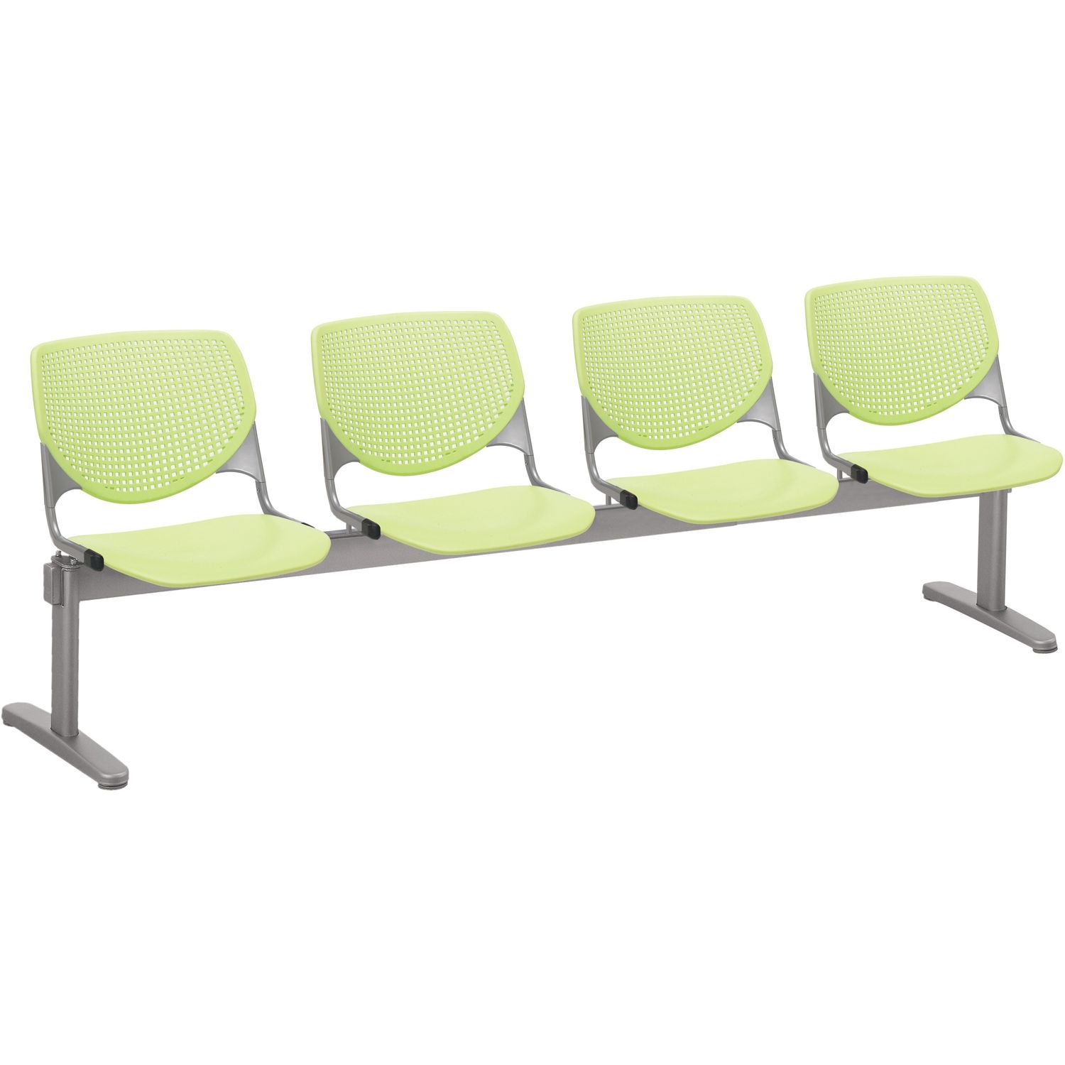 Kool 4 Seat Beam Chair Lime Green Polypropylene Seat, Lime Green Polypropylene, Aluminum Alloy Back, Powder Coated Silver Tubular Steel Frame, 1 Each