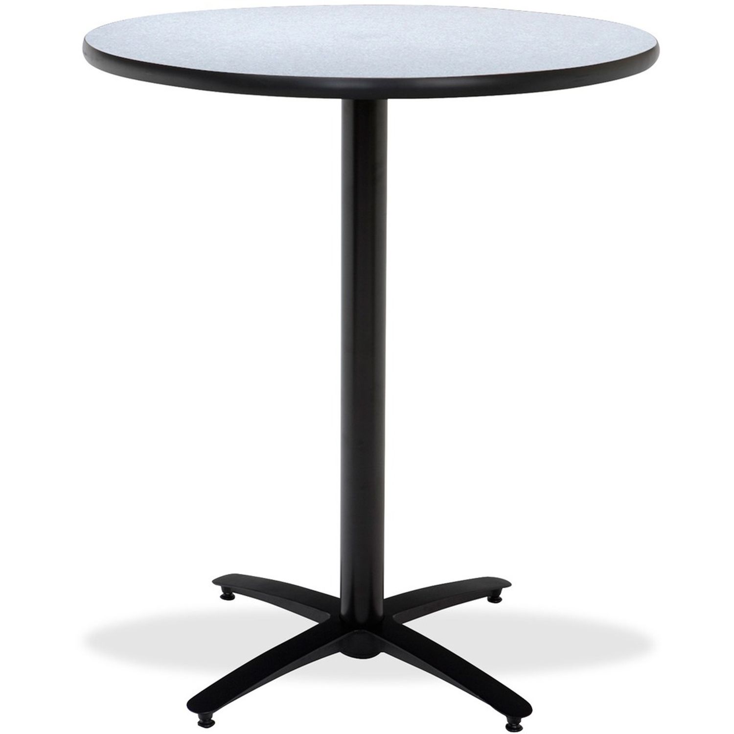 T42RD-B2125-38 Bar Height Pedestal Table Laminated Round, Nebula Gray Top, Black Arch Base, 1.25" Table Top Thickness x 42" Table Top Diameter, Assembly Required