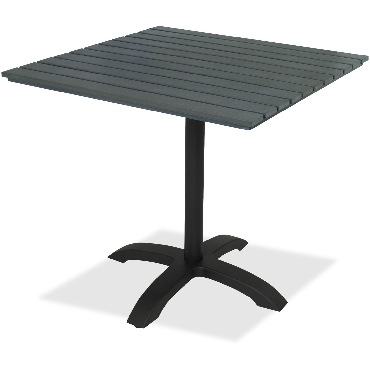 Eveleen Outdoor Table Square Top, 32" Table Top Length x 32" Table Top Width, Assembly Required, Gray, Aluminum, Synthetic Polymer