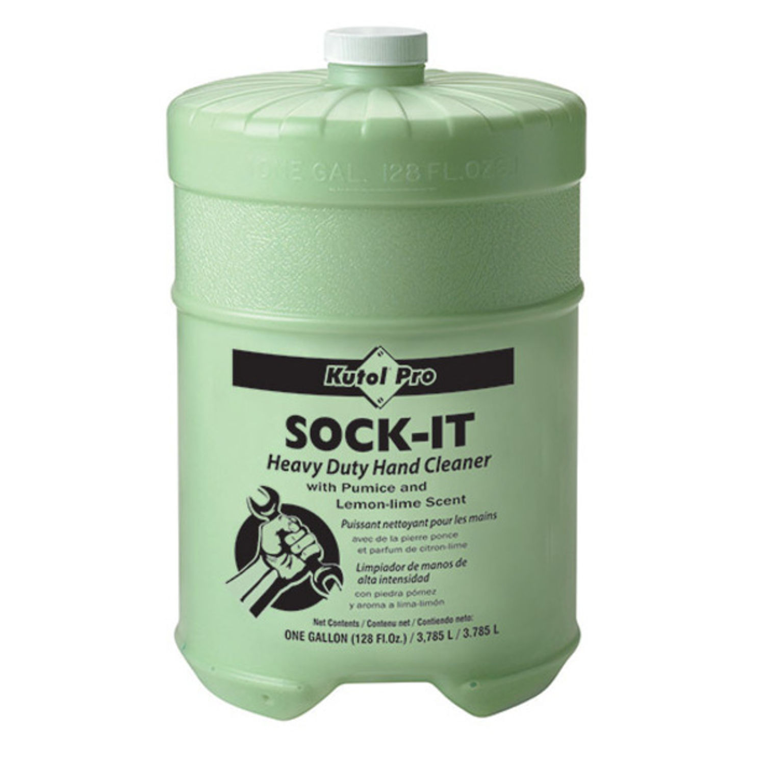 Sock-It with Pumice Lemon Lime Scent, 1 gal (3.8 L), Flat Top Gallon Dispenser, Soil Remover, Oil Remover, Varnish Remover, Hand, Green, Heavy Duty, Non-drying, Quick Rinse, 4 / Pack