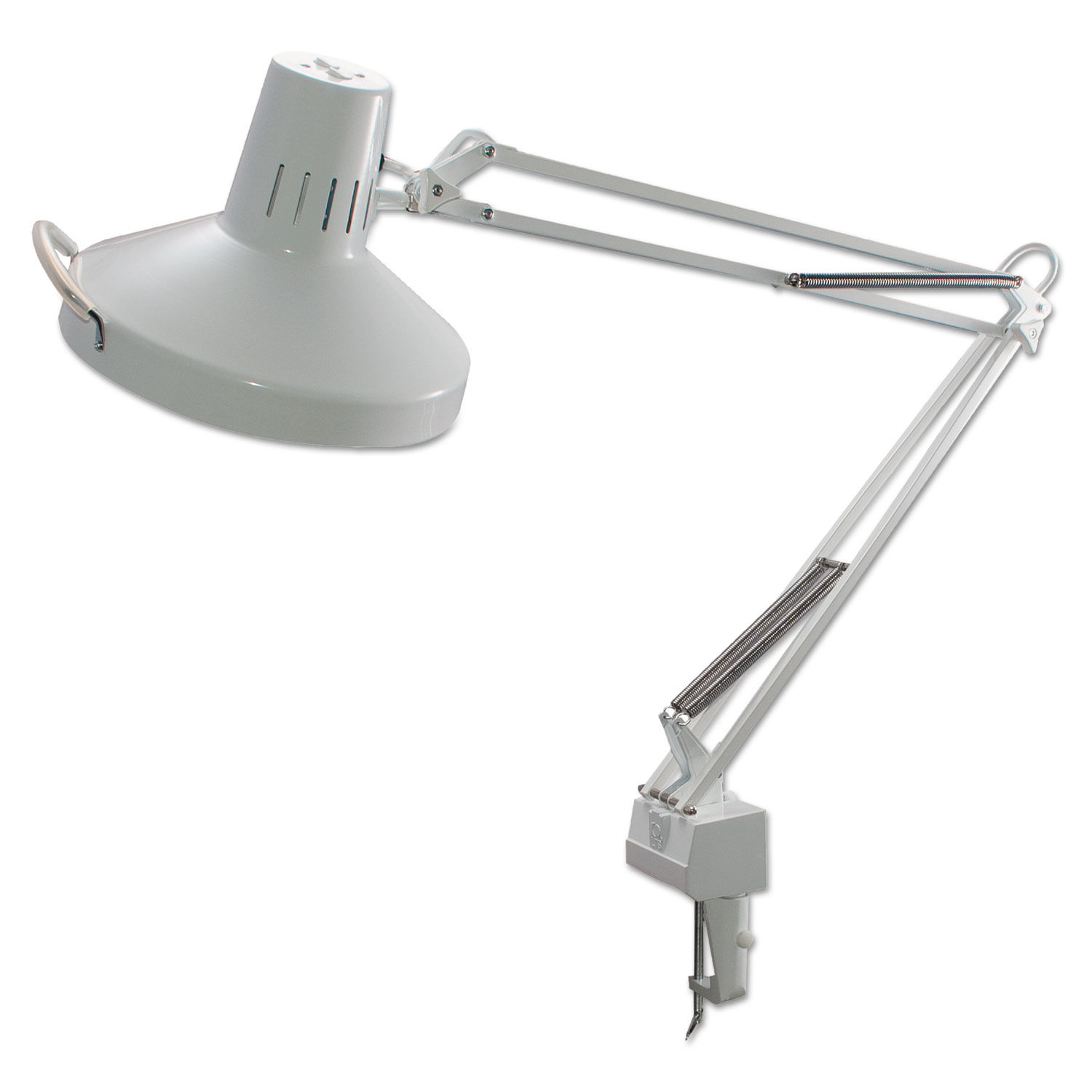 Three-Way Incandescent/Fluorescent Clamp-On Lamp 9.38"w x 9.38"d x 44.5"h, White