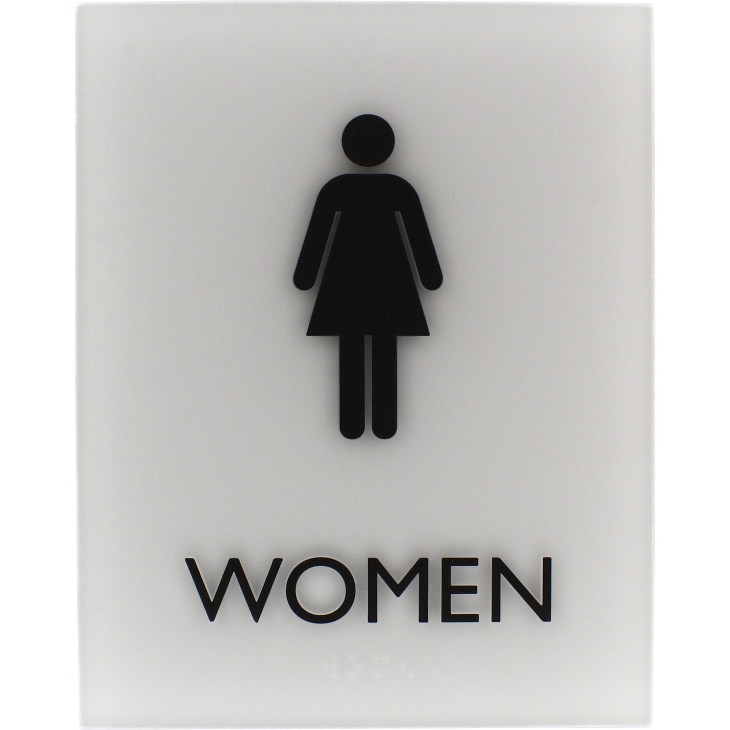 Restroom Sign 1 Each, Women Print/Message, 6.4" Width x 8.5" Height, Easy Readability, Braille, Light Gray