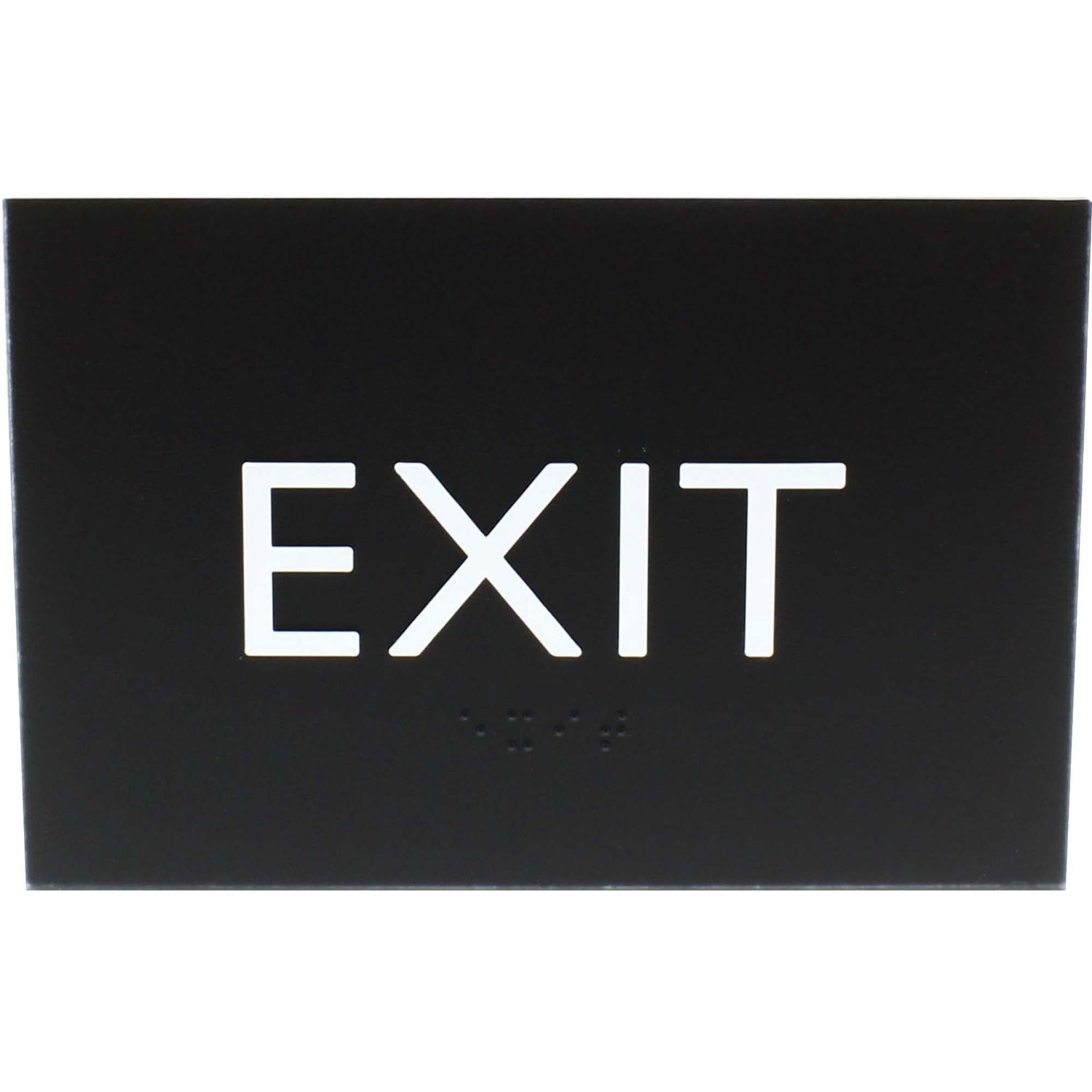 Exit Sign 1 Each, 4.5" Width x 6.8" Height, Rectangular Shape, Easy Readability, Braille, Plastic, Black