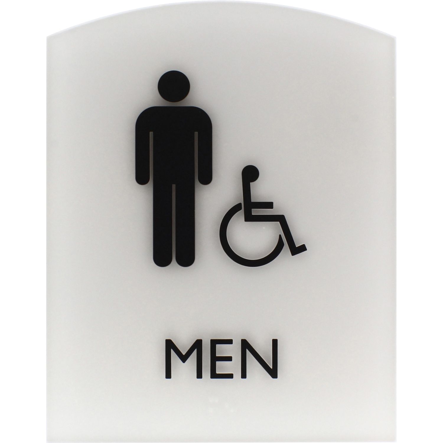 Restroom Sign 1 Each, Men Print/Message, 6.8" Width x 8.5" Height, Easy Readability, Braille, Light Gray