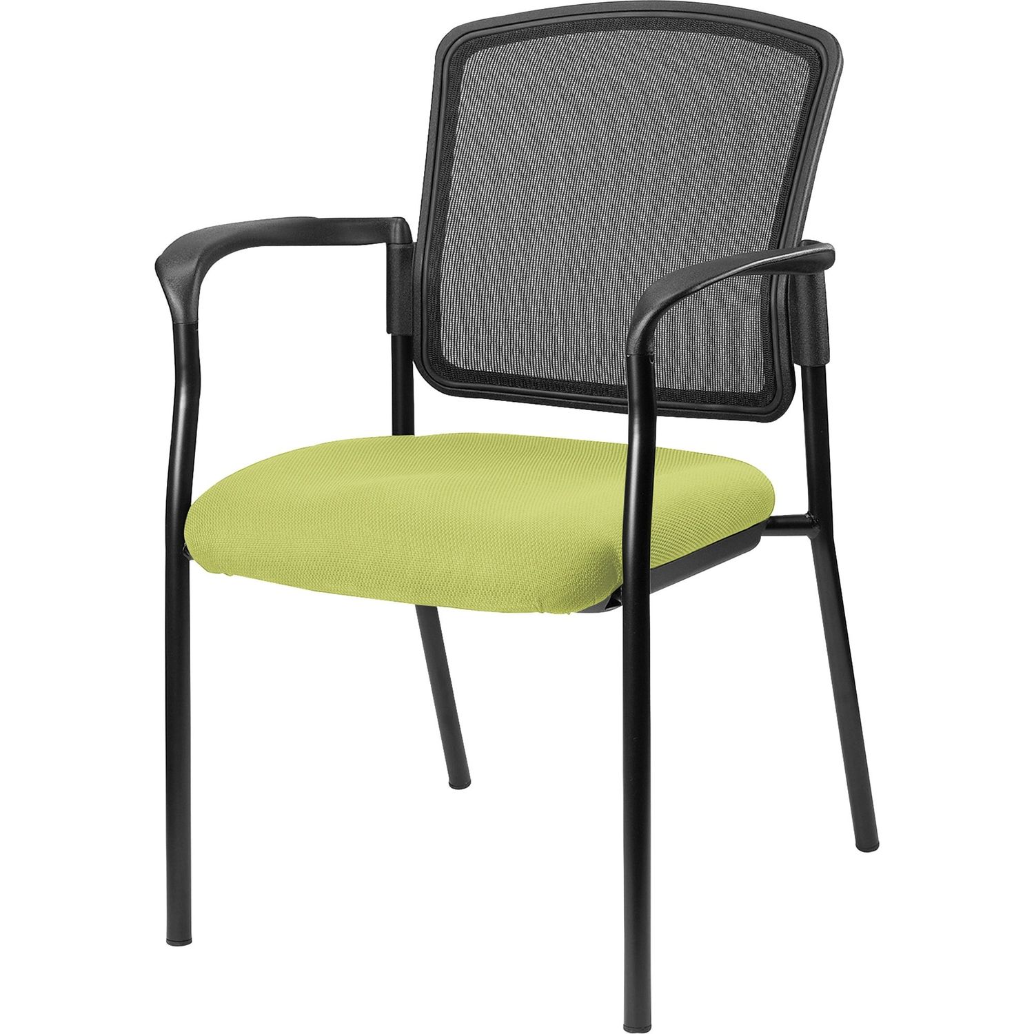 Mesh Back Guest Chair Fabric Seat, Black Powder Coated Steel Frame, Green, Apple Green, 1 Each