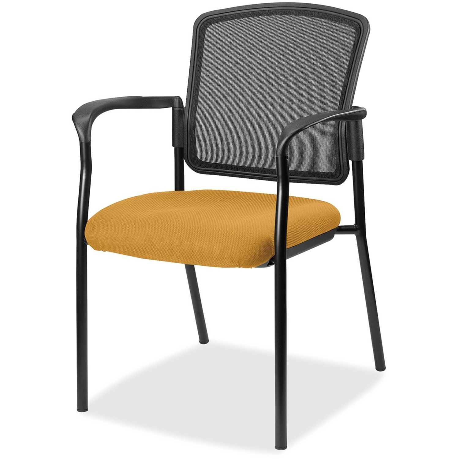 Guest Meshback/Black Frame Chair, Lifesaver Butterscotch Seat, Black Frame, 1 Each