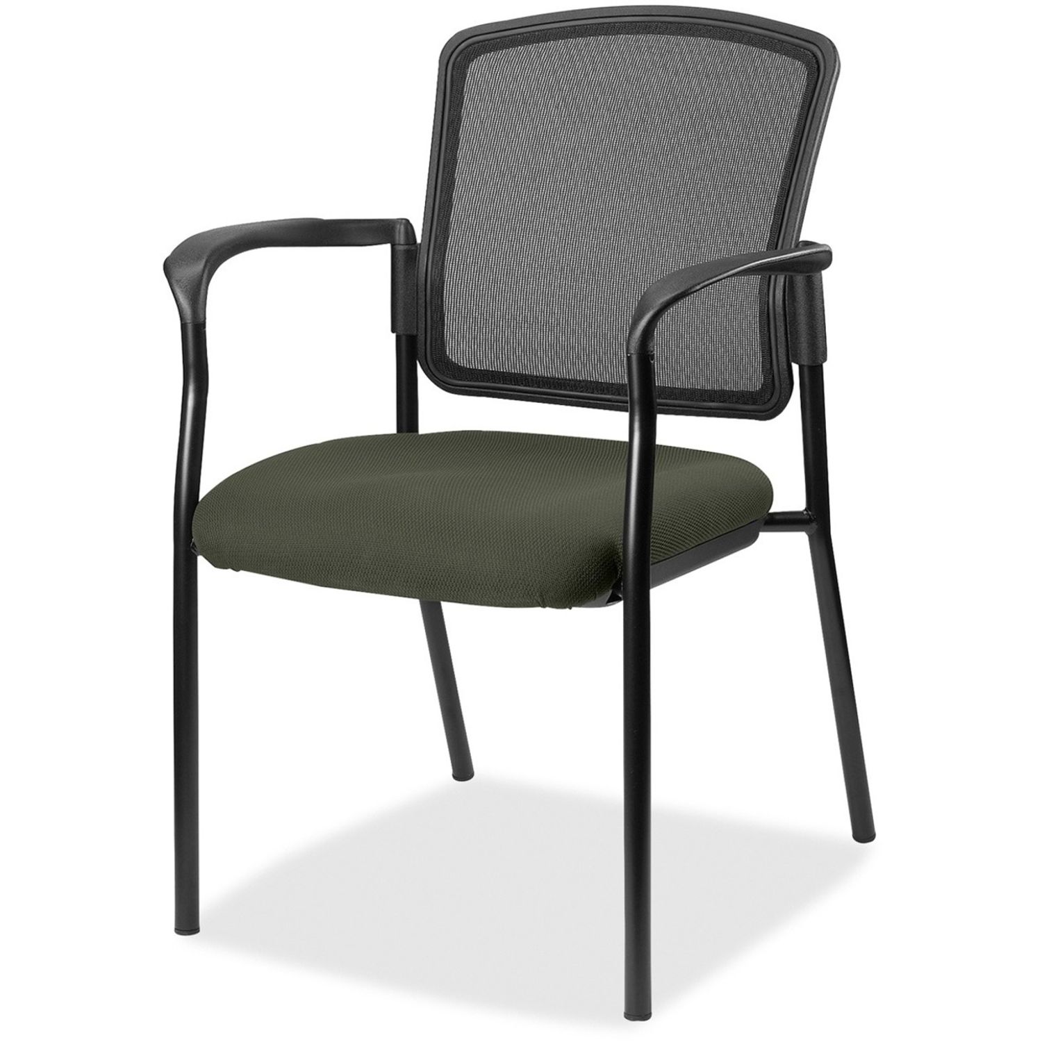Guest Meshback/Black Frame Chair, Perfection Olive Green Seat, Black Frame, 1 Each