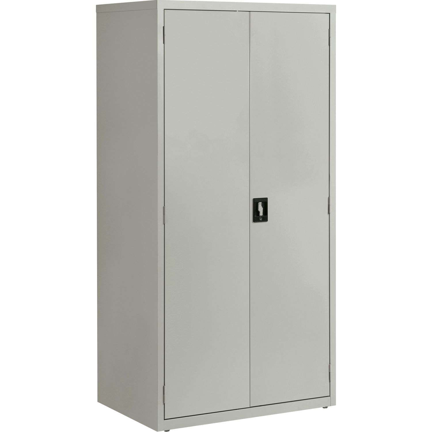 Storage Cabinet 24" x 36" x 72", 5 x Shelf(ves), Hinged Door(s), Sturdy, Recessed Locking Handle, Removable Lock, Durable, Storage Space, Light Gray, Powder Coated, Steel, Recycled