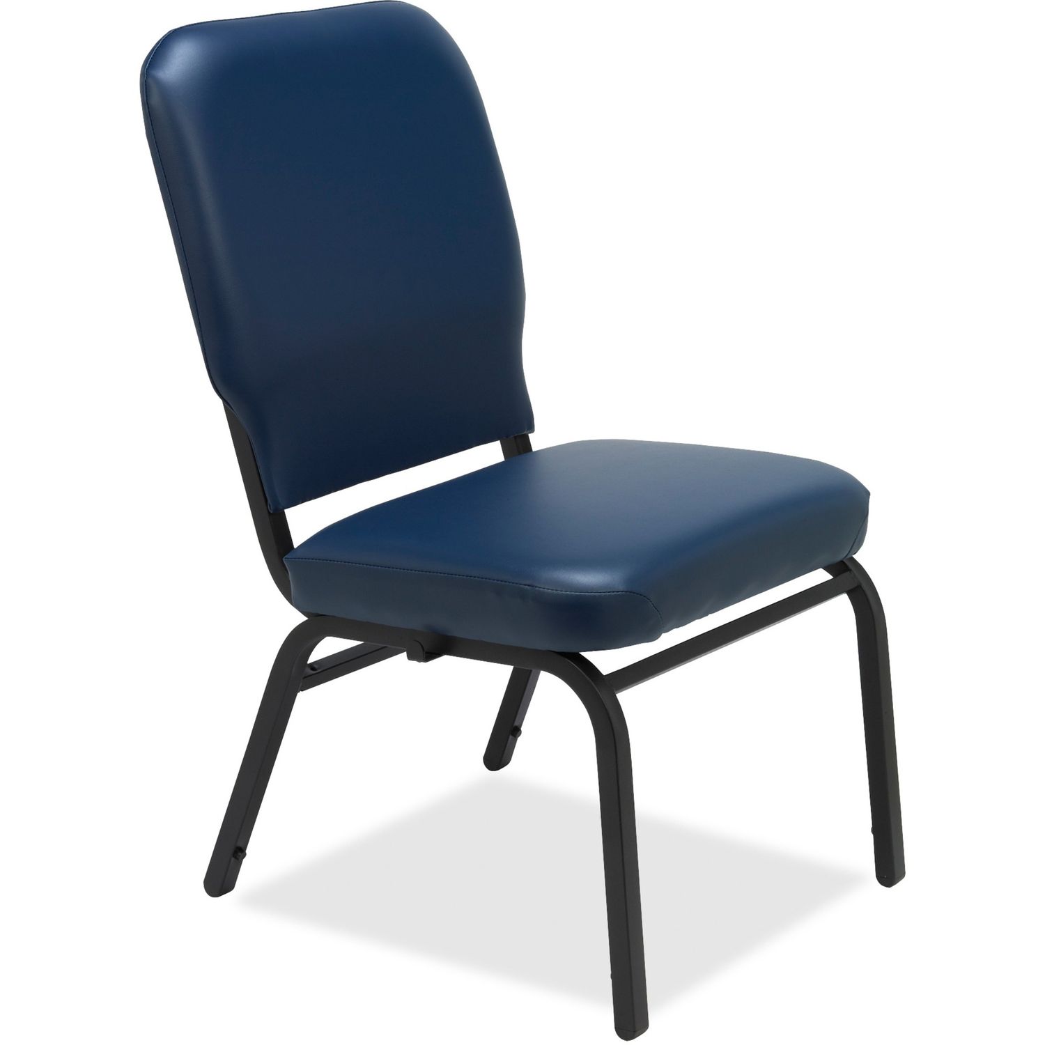 Vinyl Back/Seat Oversized Stack Chairs Navy Vinyl Seat, Navy Vinyl Back, Steel Frame, Four-legged Base, 2 / Carton