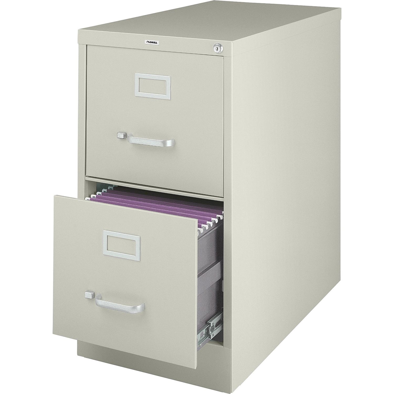 Vertical file - 2-Drawer 15" x 25" x 28.4", 2 x Drawer(s) for File, Letter, Vertical, Security Lock, Ball-bearing Suspension, Heavy Duty, Putty, Steel, Recycled