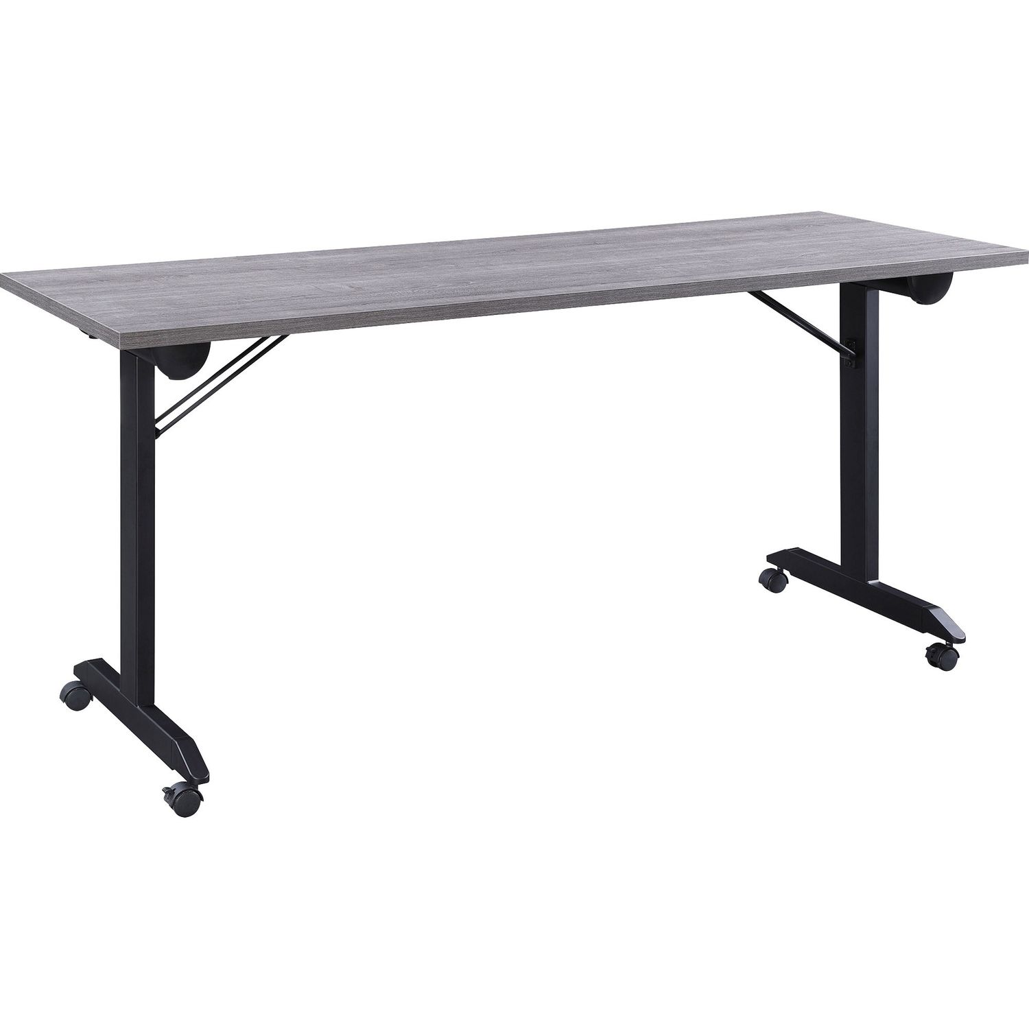 Mobile Folding Training Table Rectangle Top, Powder Coated Base, 23.63" Table Top Length x 29.50" Table Top Width, 63" Height, Assembly Required, Gray