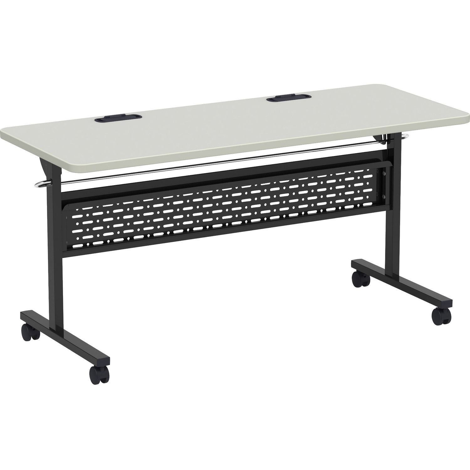 Flip Top Training Table Gray Triangle, High Pressure Laminate (HPL) Top, 60" Table Top Width x 24" Table Top Depth, 30" Height, Assembly Required