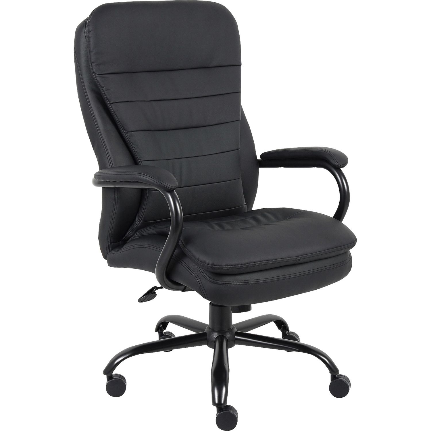 Executive Chair Black Leather Seat, 5-star Base, Black, 1 Each