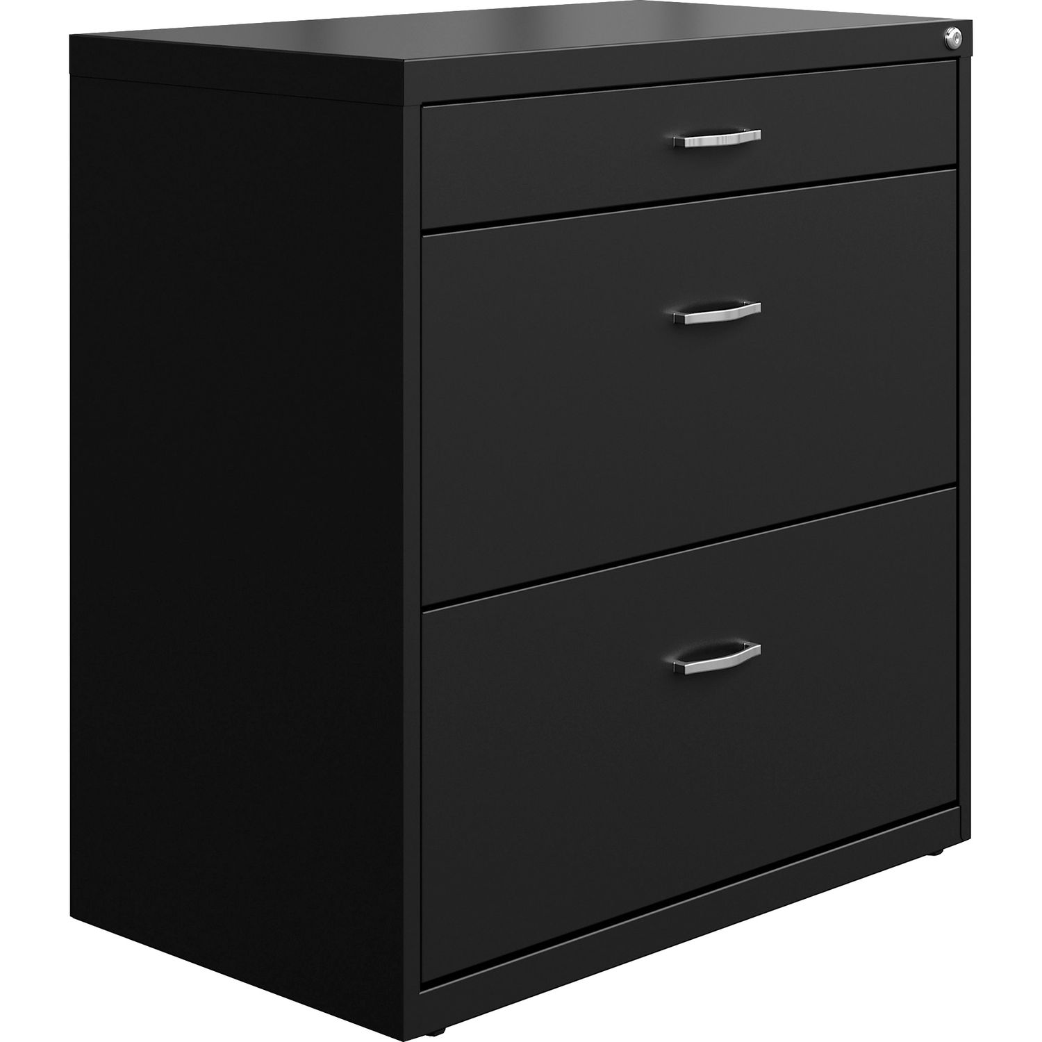 SOHO Lateral File 30" x 17.6" x 31.8", 2 x Drawer(s) for File, Letter, Lateral, Versatile, Storage Drawer, Hanging Rail, Interlocking, Ball-bearing Suspension, Removable Lock, Durable, Black, Steel