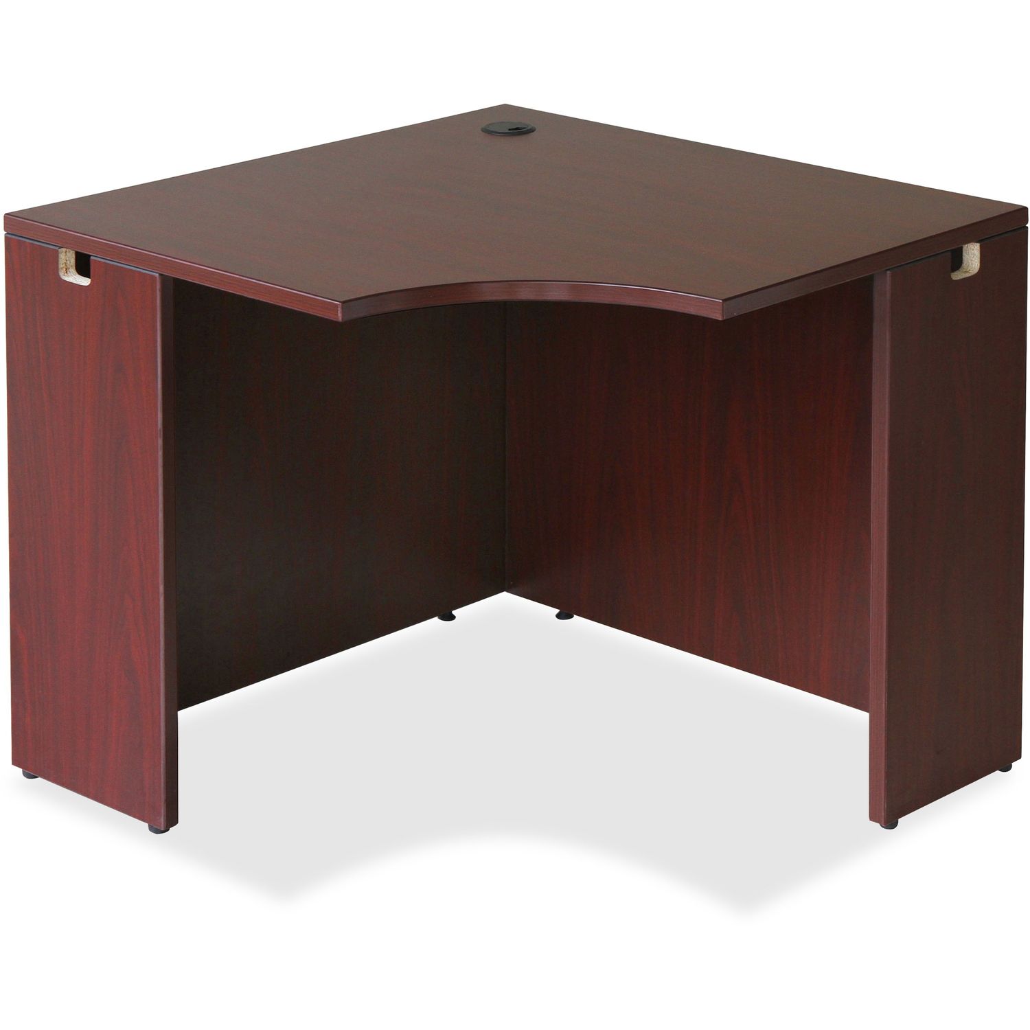 Essentials Series Mahogany Corner Desk Laminated Rectangle, Mahogany Top, 35.38" Table Top Width x 35.38" Table Top Depth x 1" Table Top Thickness, 29.50" Height, Assembly Required, Mahogany