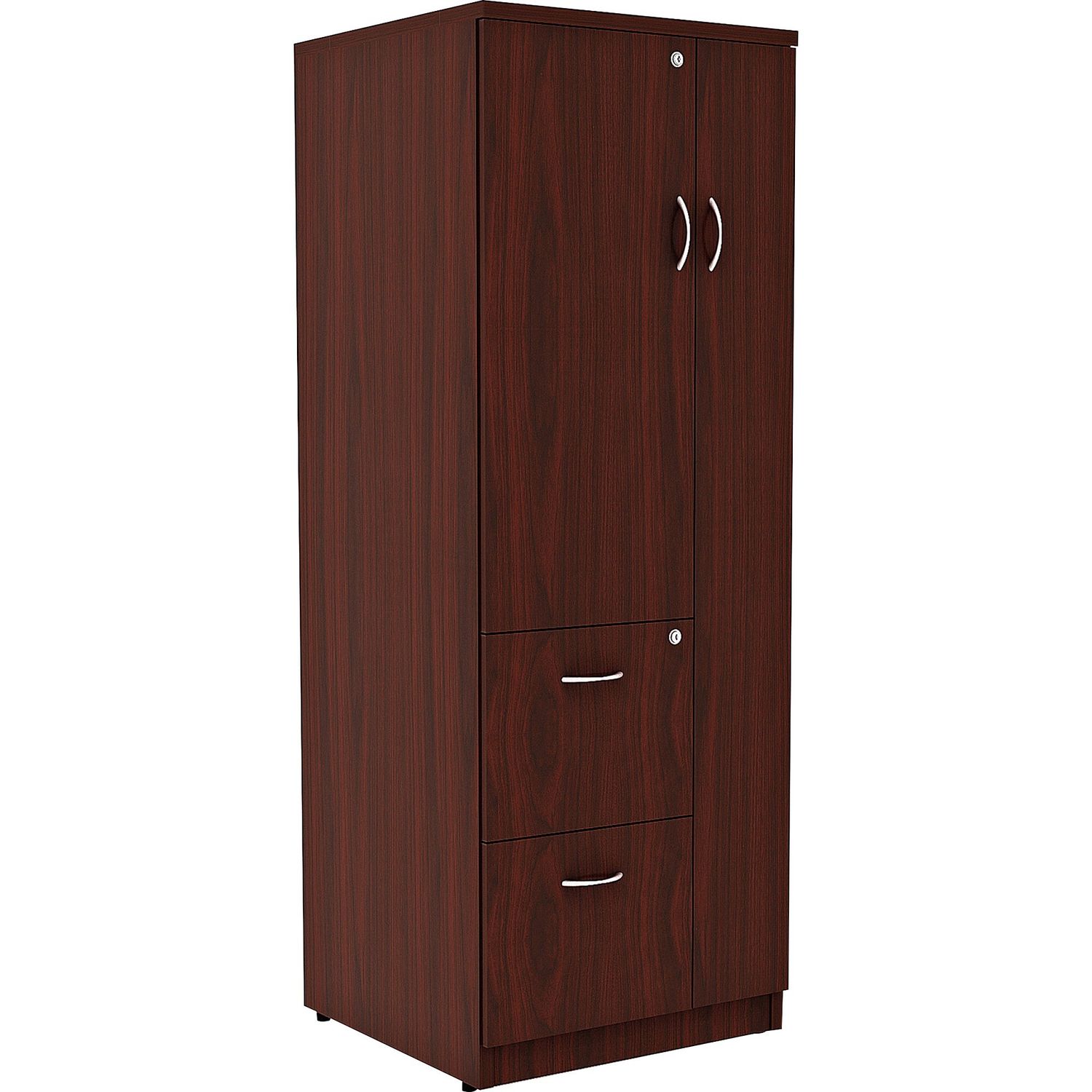 Essentials Storage Cabinet - 2-Drawer 23.6" x 23.6"65.6" Cabinet, 0.5" Compartment, 2 x Storage Drawer(s), 1 Door(s), Finish: Mahogany, Laminate