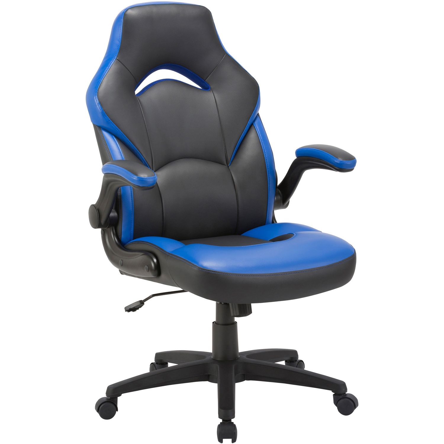 Bucket Seat High-back Gaming Chair Black, Blue Seat, Black, Blue Back, 5-star Base, 28" Length x 20.5" Width x 47.5" Height